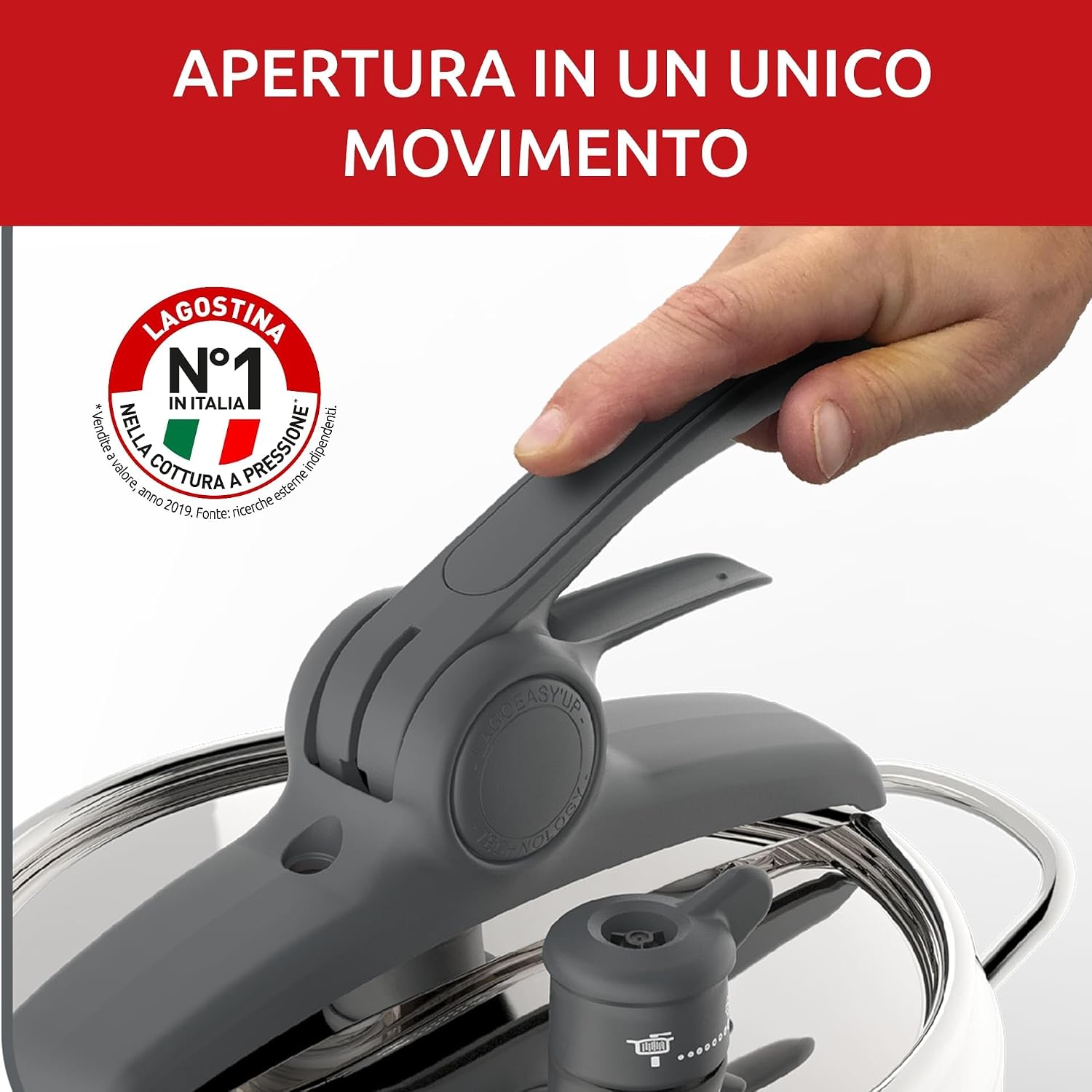 Detalle de Lagostina Irradial Control Pentola a Pressione 3.5 L in Acciaio Inox 18/10 Ø 22 cm