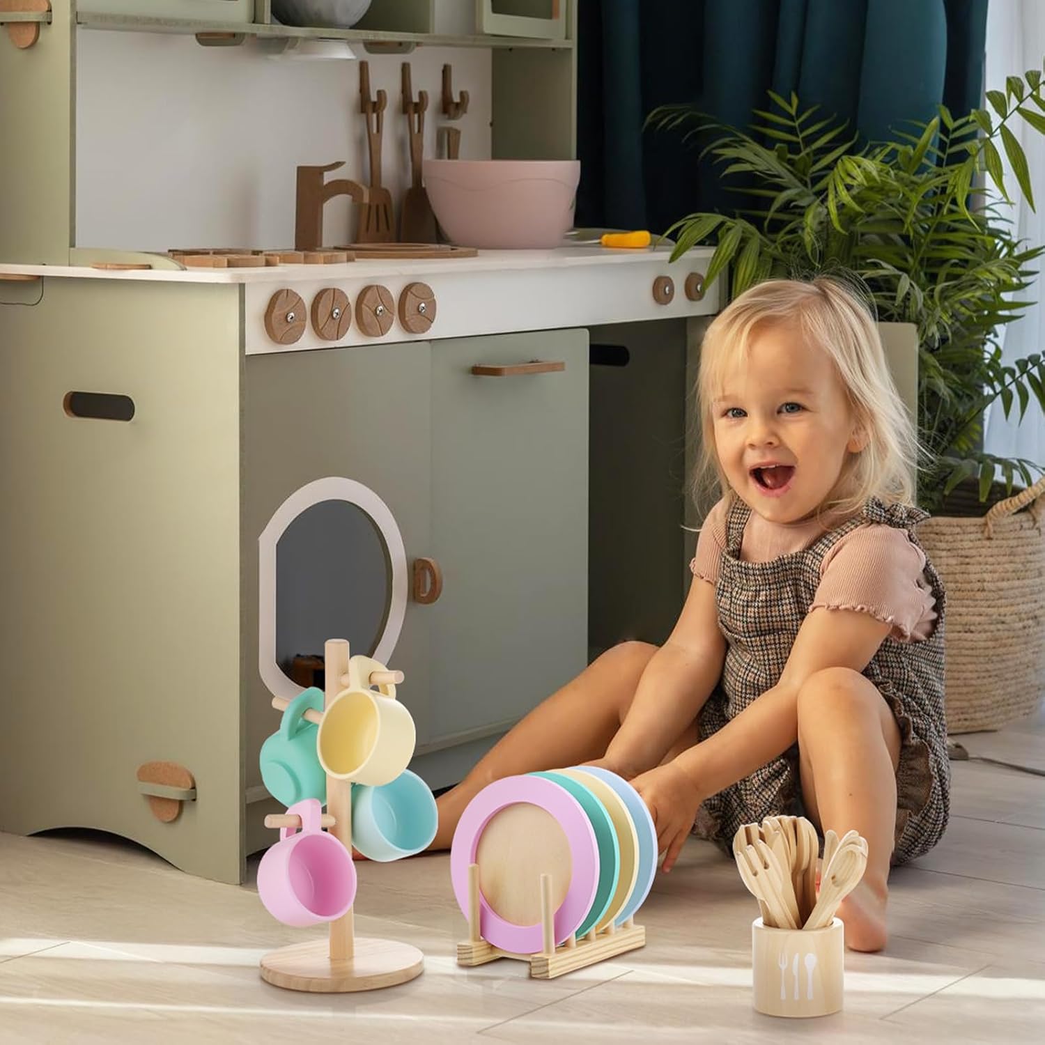 Thumbnail 6 de GAGAKU Holzspielzeug Kinderküche Geschirr-Set – 27-teiliges Montessori Teeservice aus Holz (Neueste Ausführung)