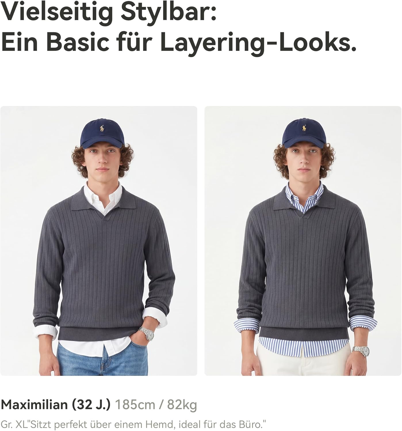 Thumbnail 5 de GLESTORE Herren Langarm-Poloshirt mit Giraffenstickerei – hochwertiges Langarmshirt aus Viskose/Nylon