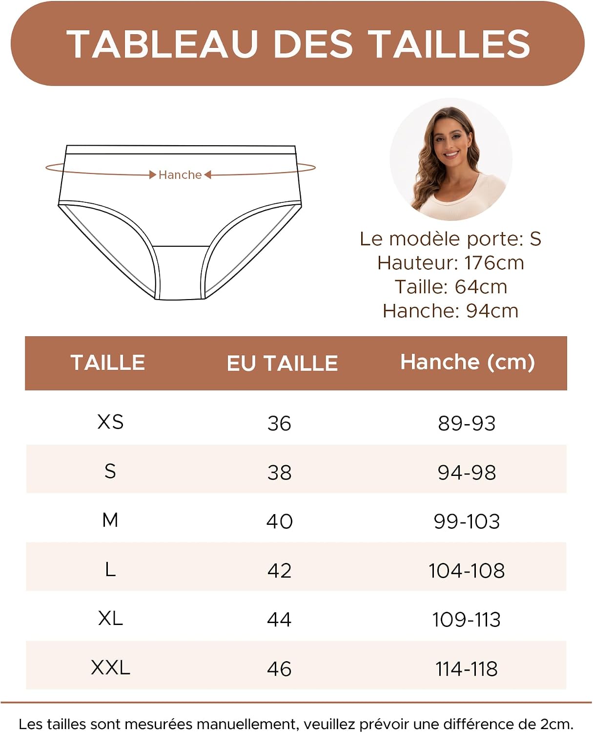 Thumbnail 5 de INNERSY lot de 6 culottes femme en coton doux, taille basse élastique