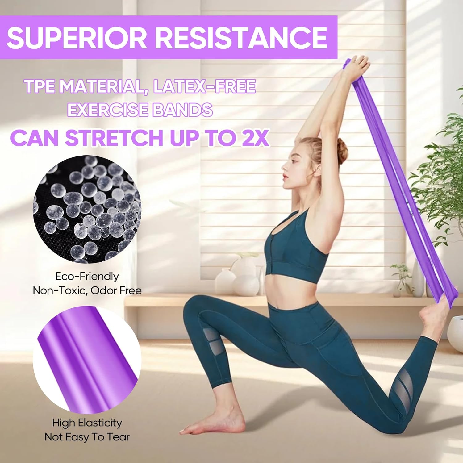 Thumbnail 2 de Fokky Fitnessbänder 4er-Set (2 m) – Resistance Bands mit 4 Widerstandsstufen für Kraftaufbau, Yoga & Pilates