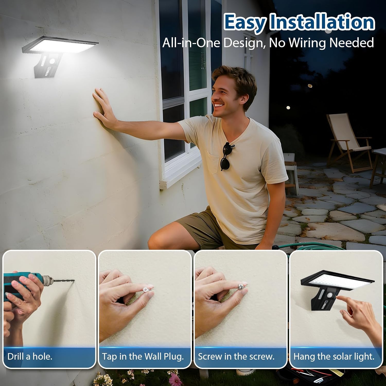 Thumbnail 4 de JESLED Solar Lights Outdoor: 90 LEDs Security Light with Motion Sensor, 3 Colour Temperatures, USB Charging