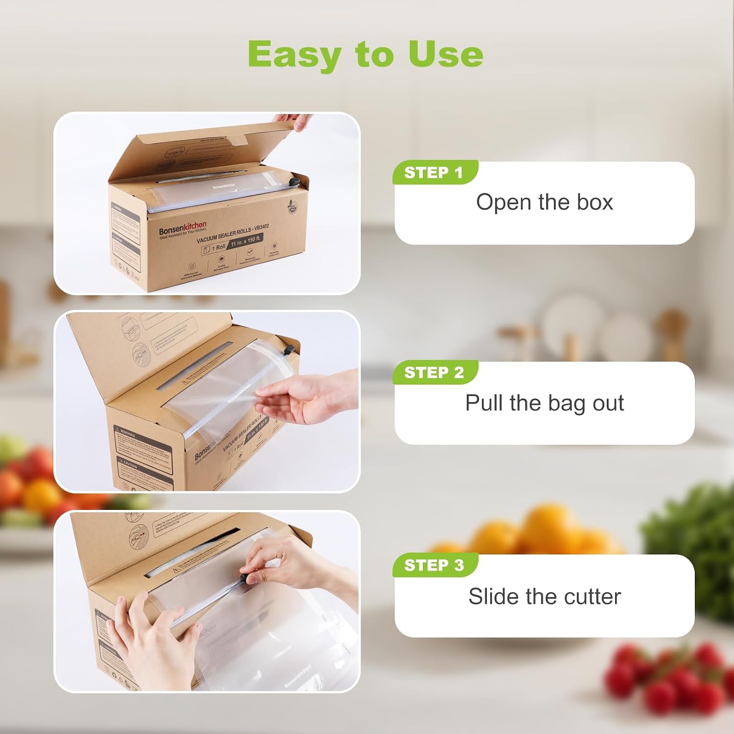Thumbnail 4 de Bonsenkitchen Vacuum Sealer Bags, 11-Inch Roll