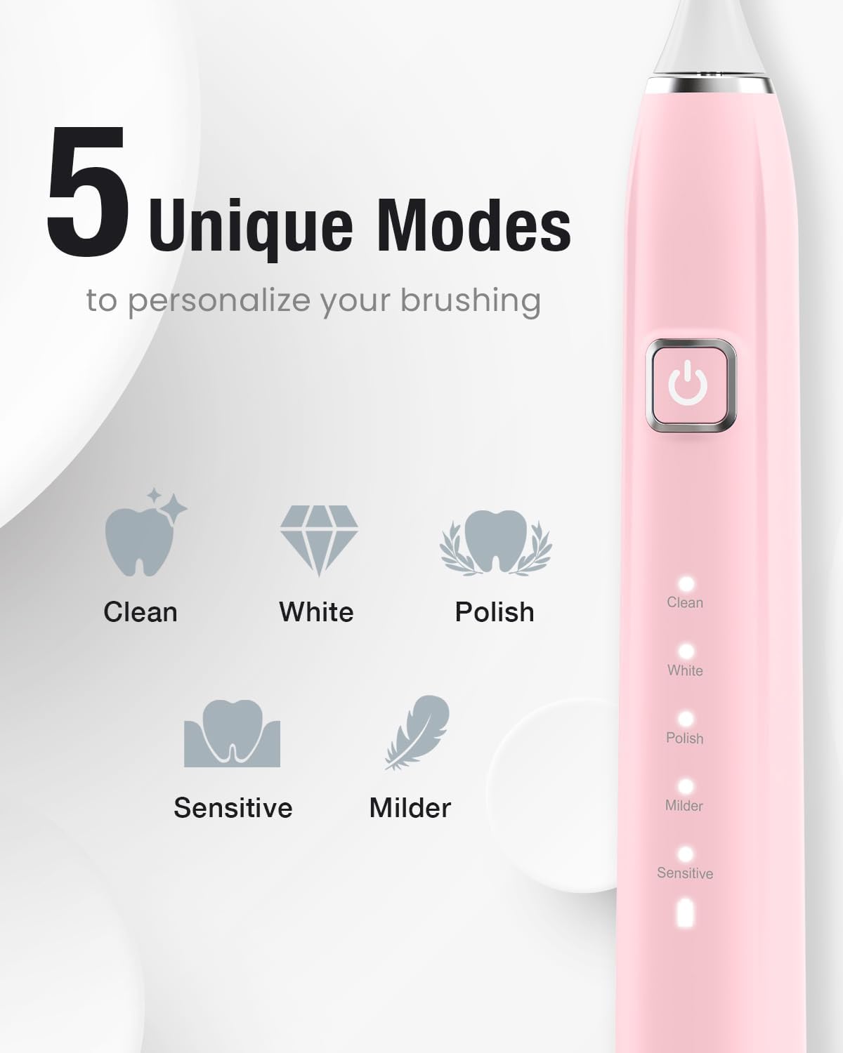 Detalle de 7AM2M Sonic Electric Toothbrush for Adults & Kids (Pink) with 6 Brush Heads, 5 Modes, Type-C Charging, and Up to 120 Days on a Single Charge