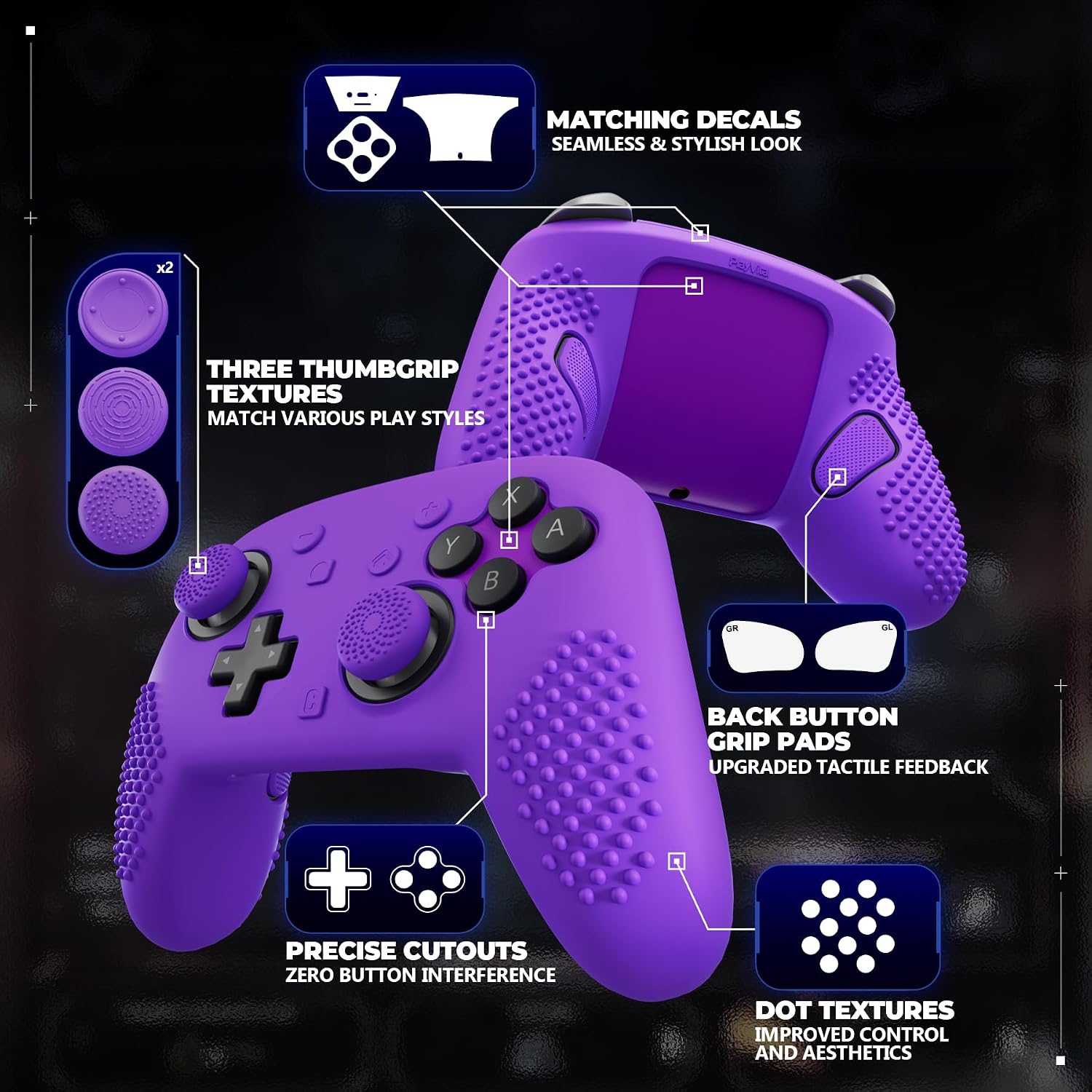 Thumbnail 5 de PlayVital Silicone Cover Skin for Nintendo Switch 2 Pro Controller – Anti-Slip Grip Protector