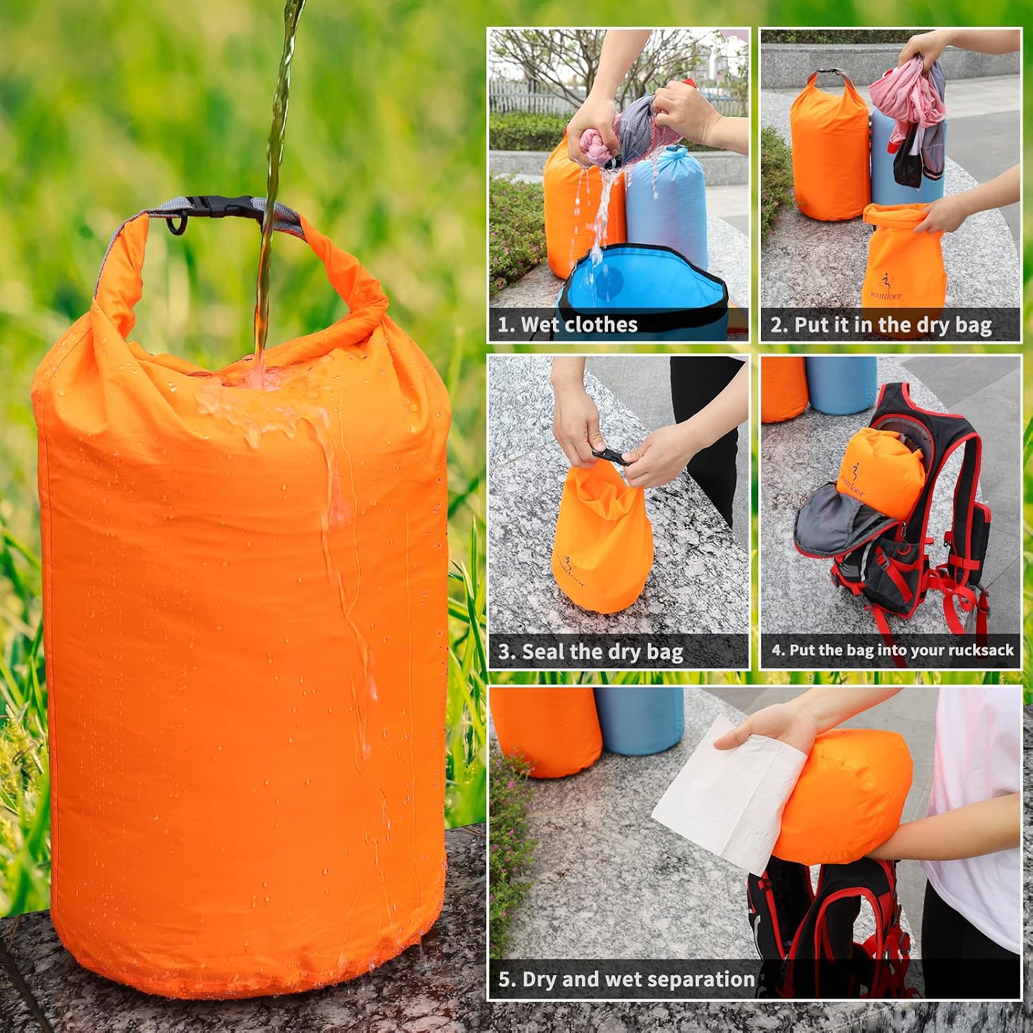 Thumbnail 6 de Desoto 2-Pack Waterproof Dry Bags (10L) in Purple – Lightweight, Roll-Top Dry Sacks for Hiking, Fishing & Water Sports