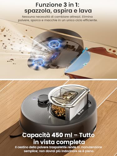 Detalle de Lefant M330 Plus: robot aspirapolvere lavapavimenti 3 in 1 con anti-groviglio e mappa dToF