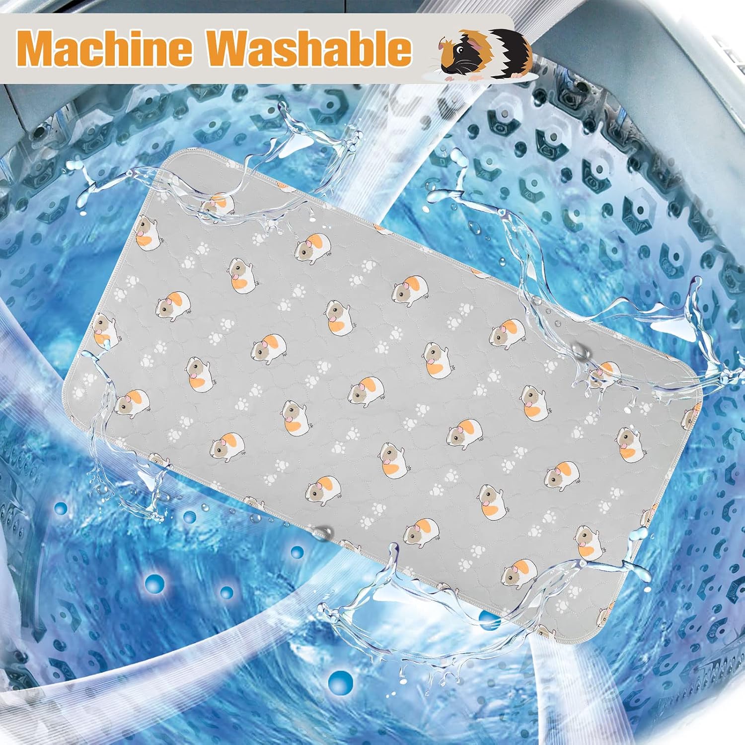 Detalle de Scenereal Guinea Pig Cage Liner 2 Packs with Cleaning Brush – Reusable Washable Pee Pads for Small Animals