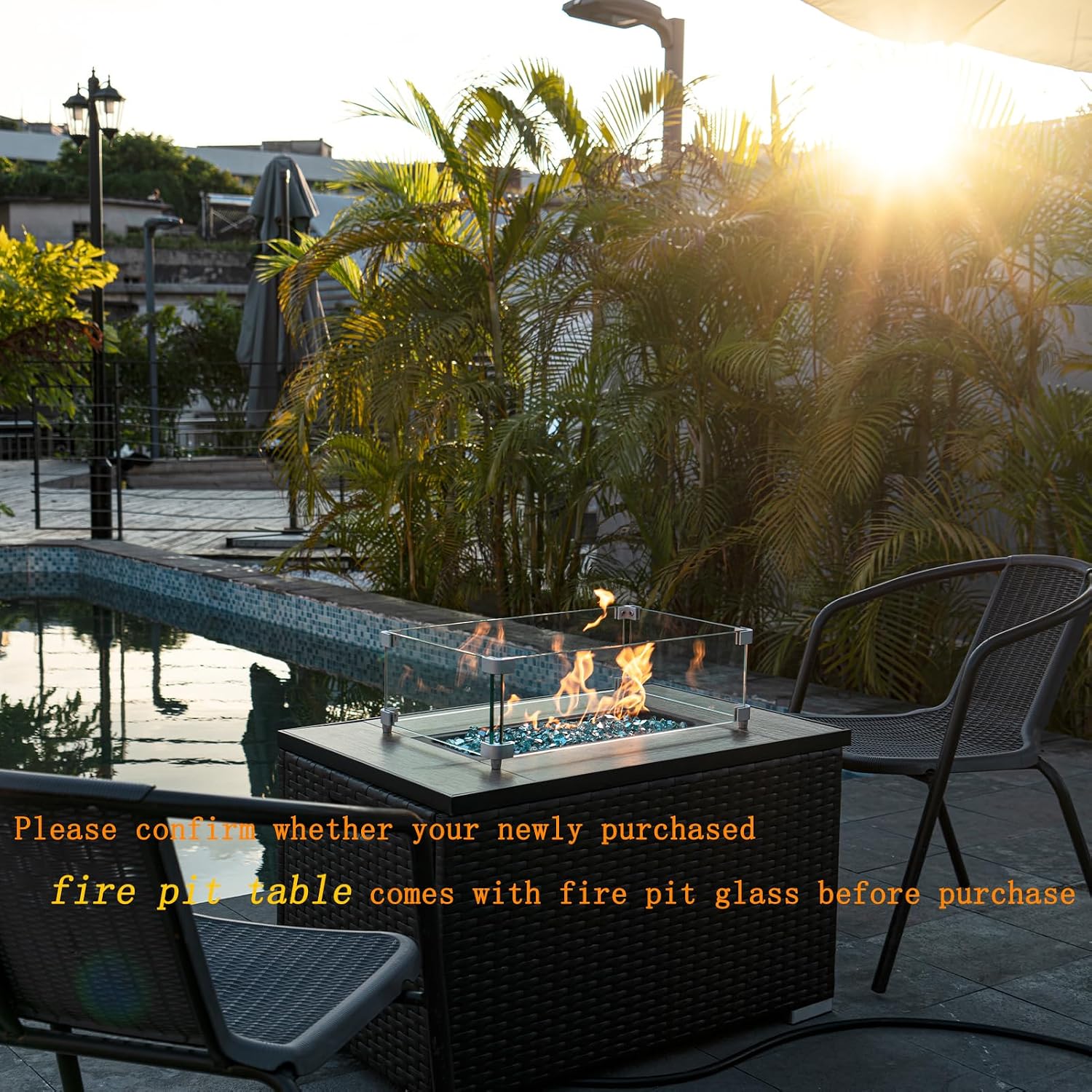 Detalle 2 de GASPRO fire glass Blue -20IB, 20 lb Reflective Fire Pit Glass, 1/2-Inch Caribbean Blue