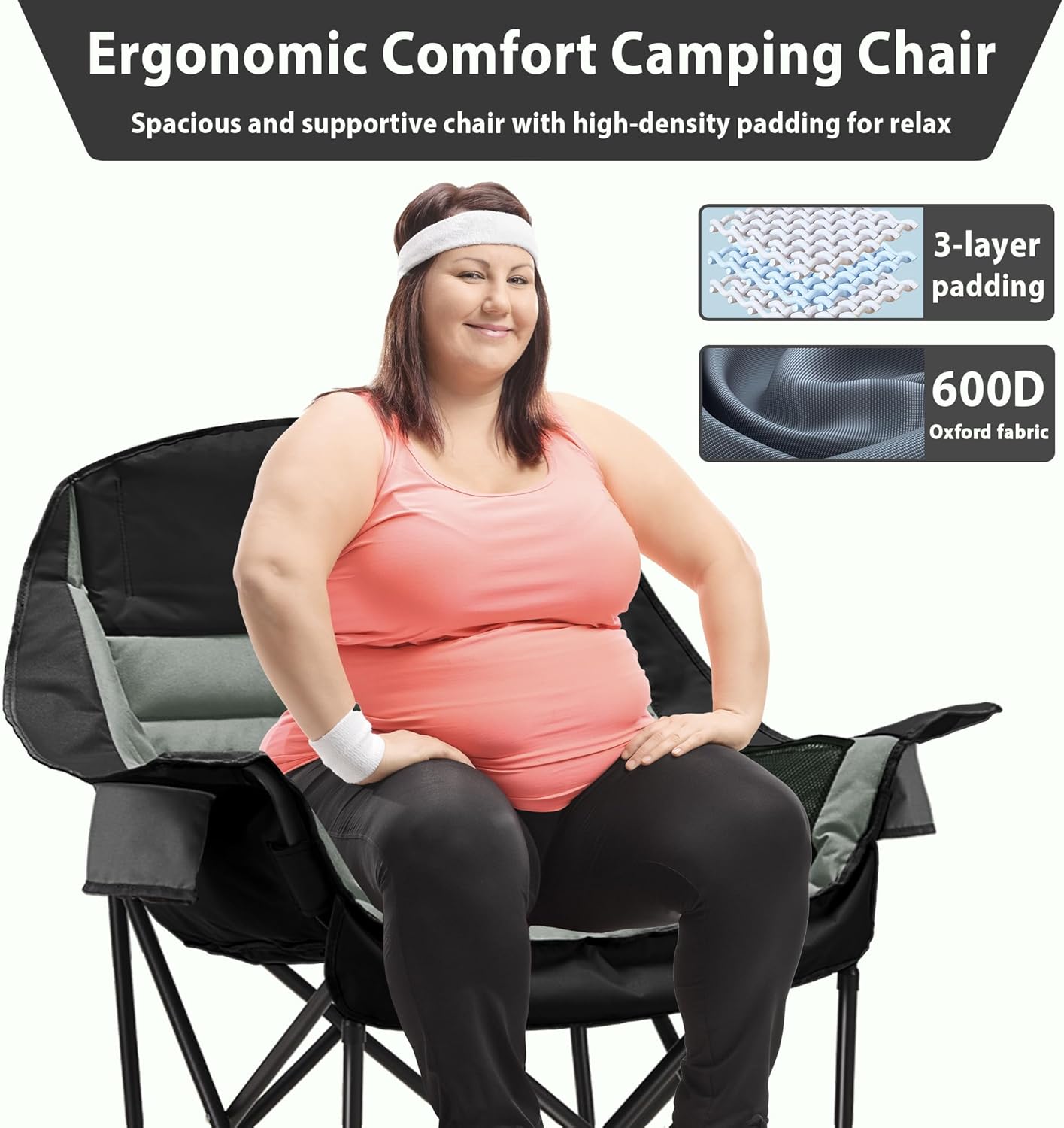 Thumbnail 3 de Youtanic Oversized Camping Chair (Style 4) — portable folding outdoor chair with side pockets and cup holders, up to 400 lbs