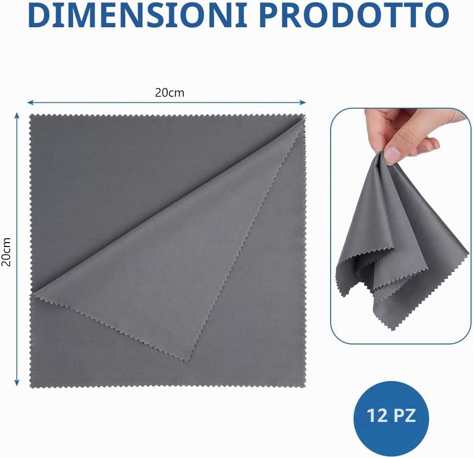 Detalle de ACWOO Panni in microfibra 12 pezzi 20x20 cm: pulizia delicata per occhiali, schermi e dispositivi