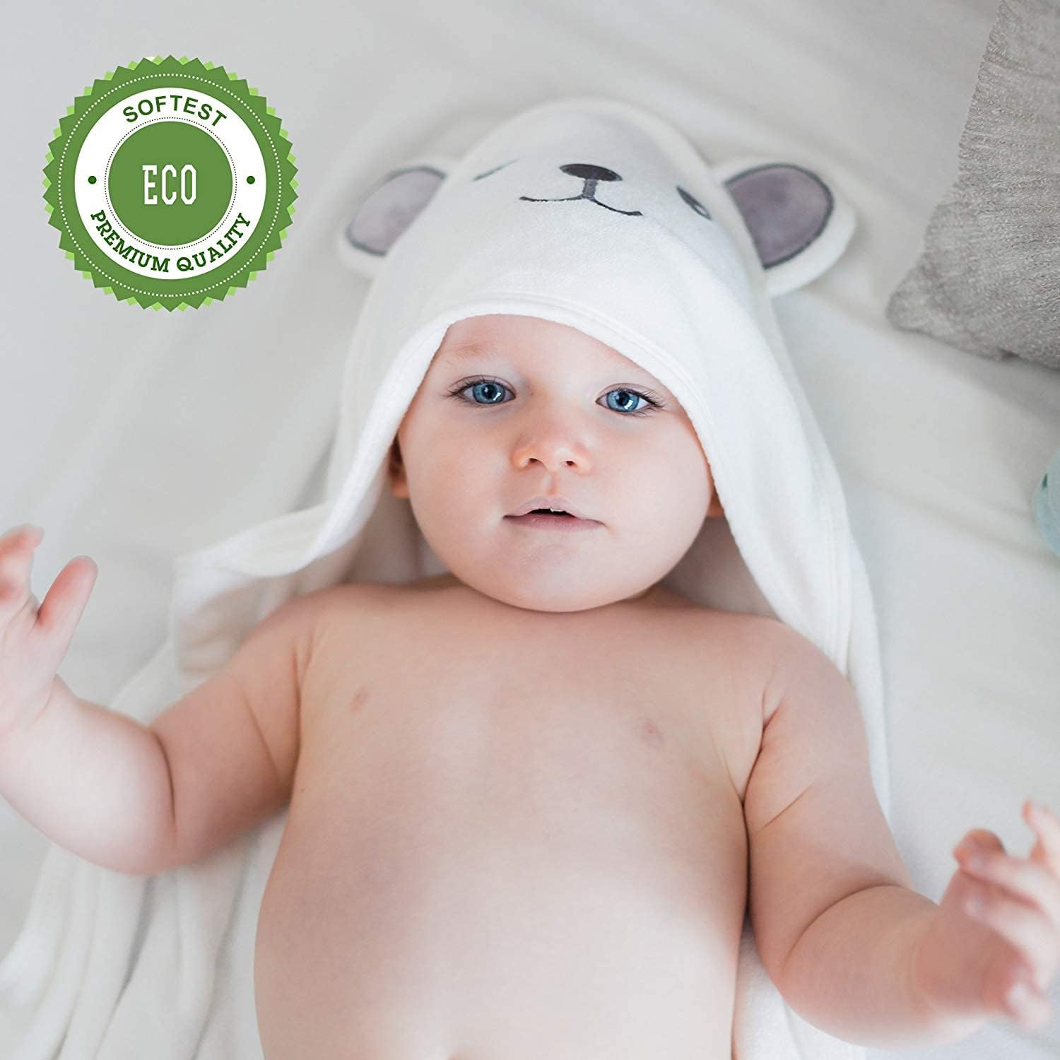 Detalle 2 de HIPHOP PANDA Bear Hooded Baby Towel, 2-Layer 500 GSM Rayon from Bamboo