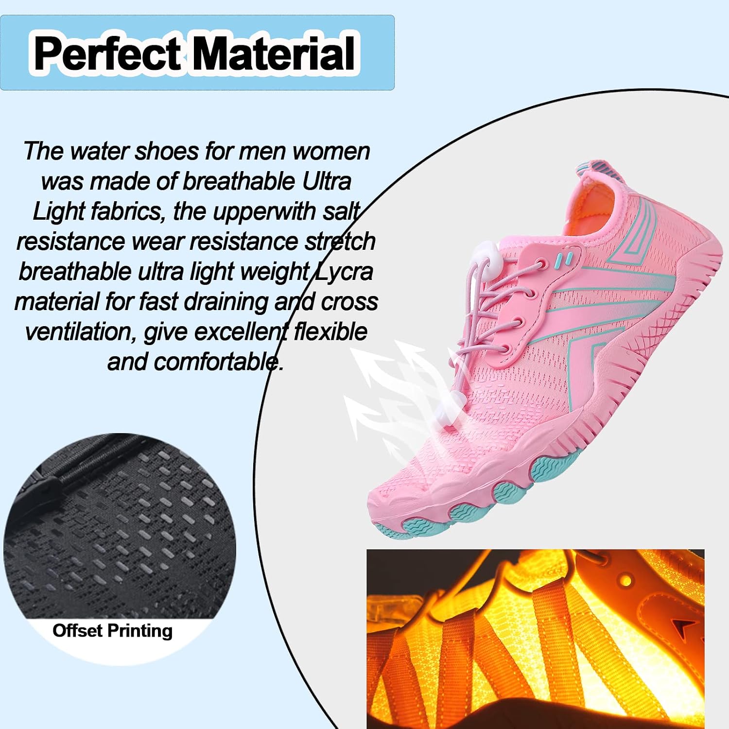 Detalle 2 de Quick Dry Barefoot Aqua Shoes for Men & Women – Five-Toe Beach & Pool Water Shoes