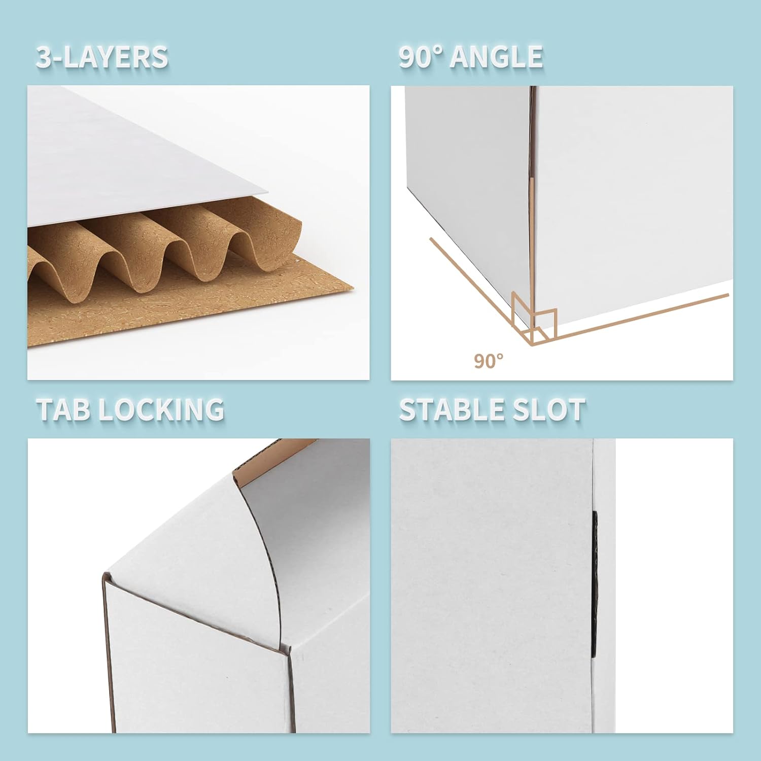 Thumbnail 2 de EYMPEU 20 Cardboard Boxes 10X7X5 Inch – White Shipping Boxes, Kraft Corrugated, Flat Packed for Quick Assembly
