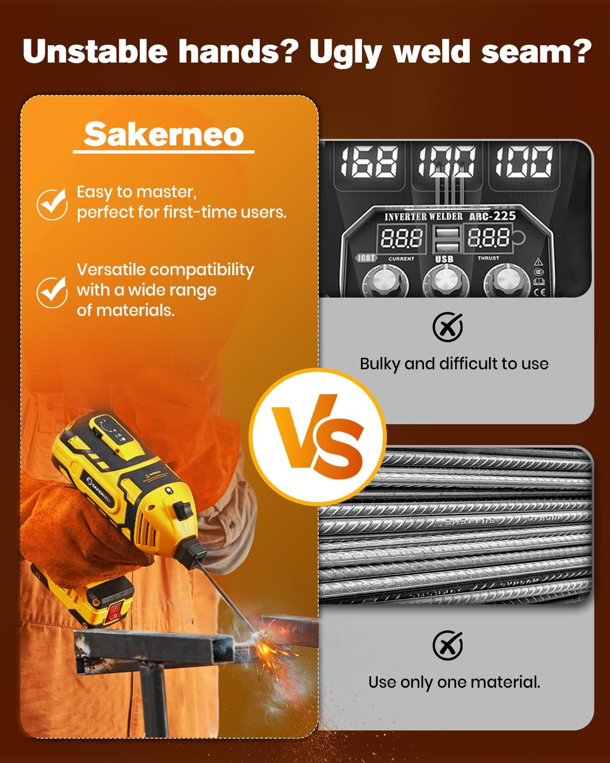 Thumbnail 4 de SakerNeo Compact Handheld Welding Machine 220V IGBT Inverter (20–120A) for Stick Electrodes