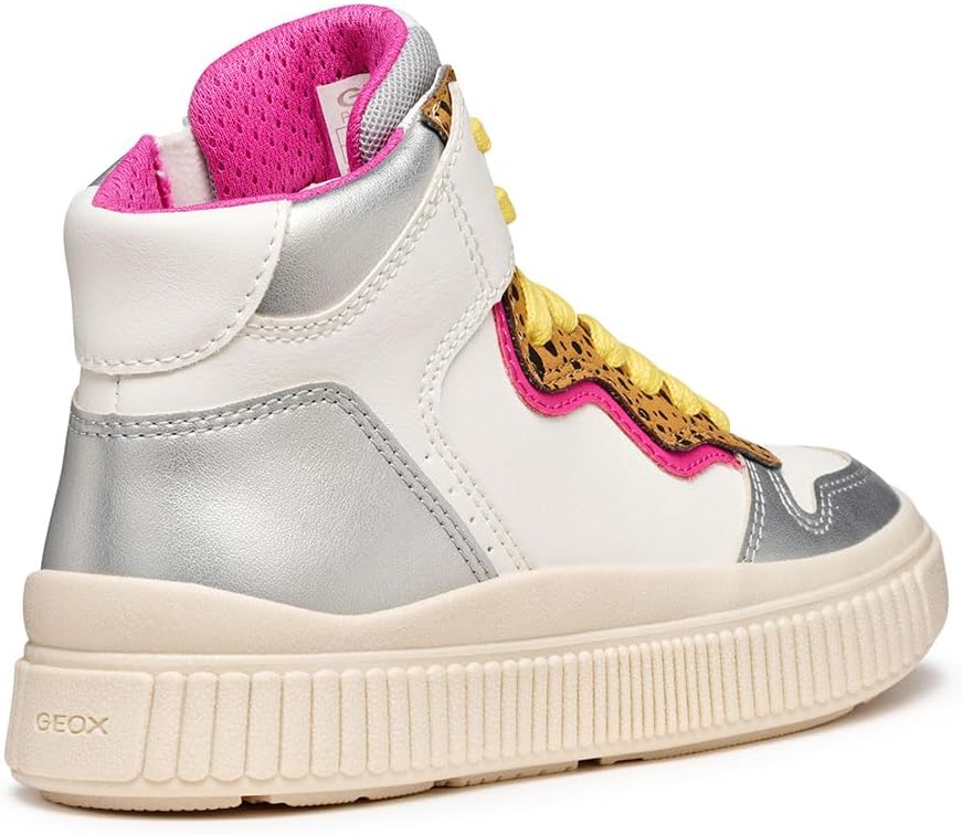 Detalle de Geox J Laquinny Girl Sneakers – Bianco/Fucsia, 28 EU