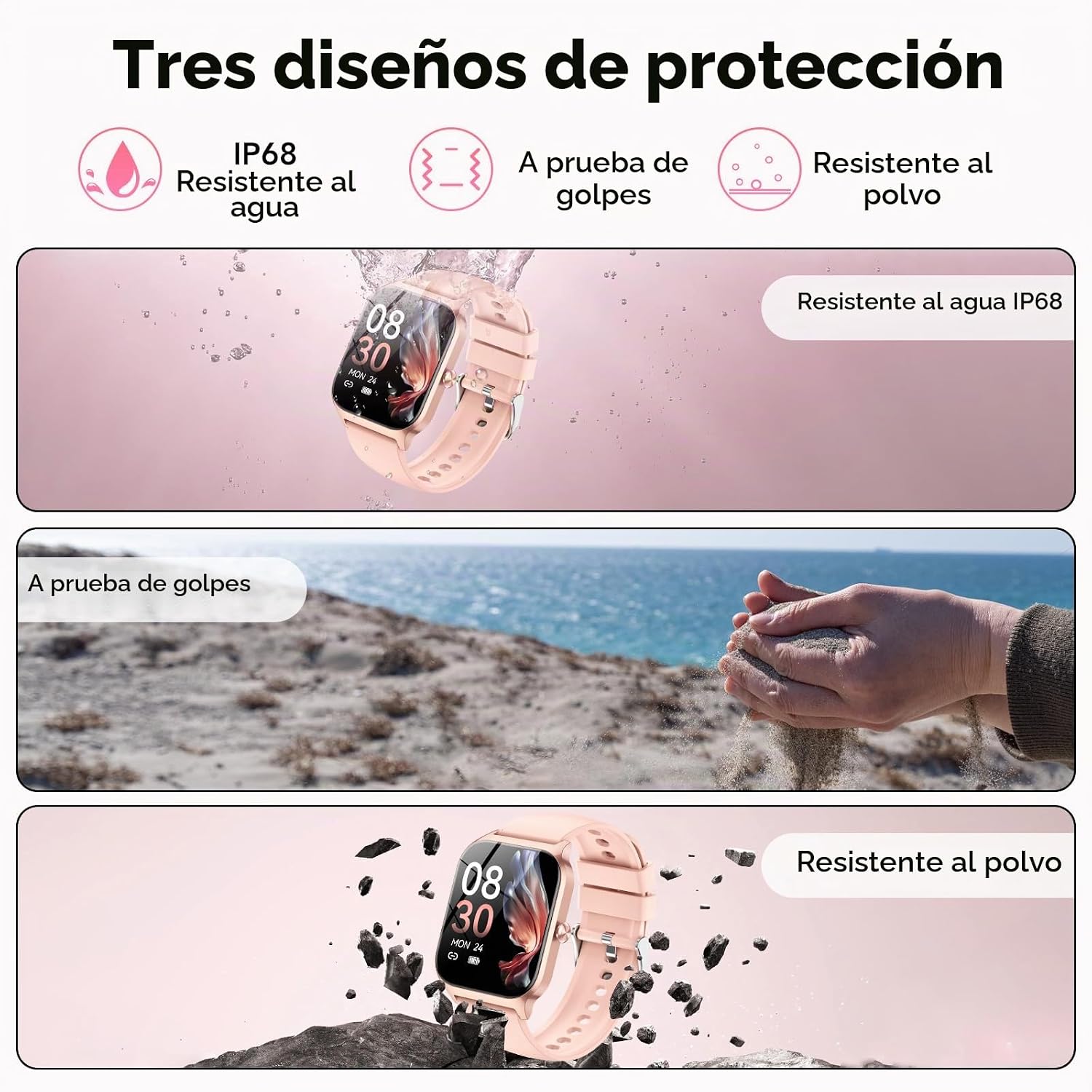 Thumbnail 6 de Reloj Inteligente CASCHO para Mujer y Hombre, 1.85" HD, Llamadas y Asistente de Voz IA, 115+ Modos Deportivos, IP68 Rosa