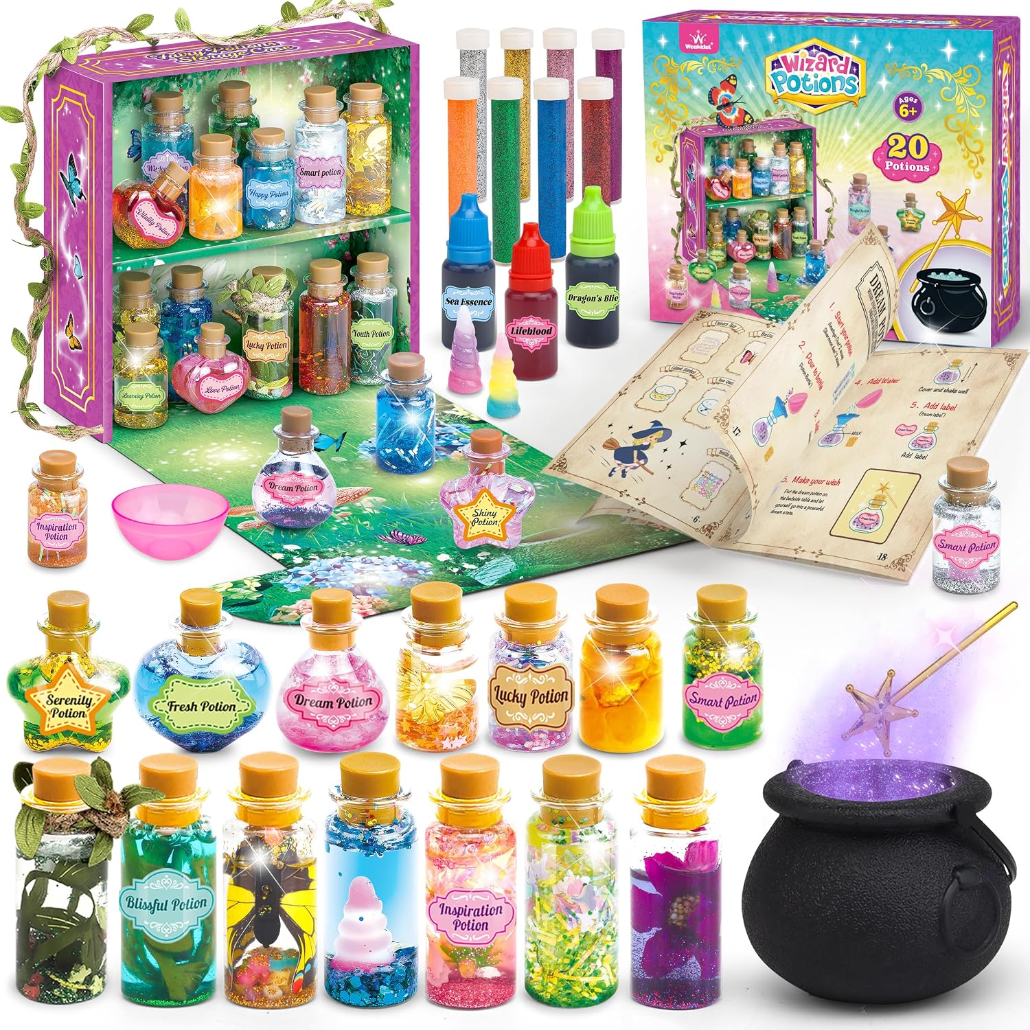 Detalle de wookidel VI-MF002 Fairy Potion Craft Kit with 20 Bottles and Display Case