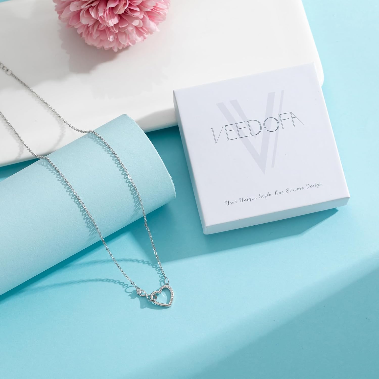 Thumbnail 6 de VEEDOFA 925 Sterling Silver Infinity Necklace for Women
