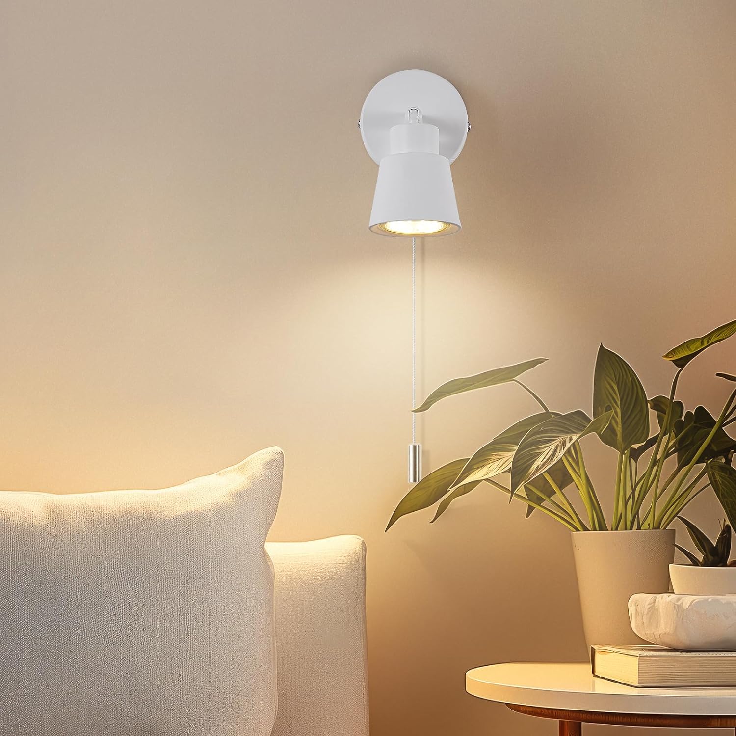 Thumbnail 4 de TaFiCo DK0076 witte wandlamp met GU10-fitting en trekschakelaar