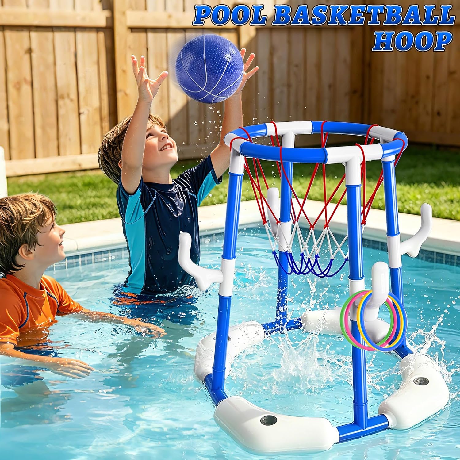 Detalle de Sitodier Pool Basketball Hoop: 4-in-1 Floating Pool Game for Kids and Families
