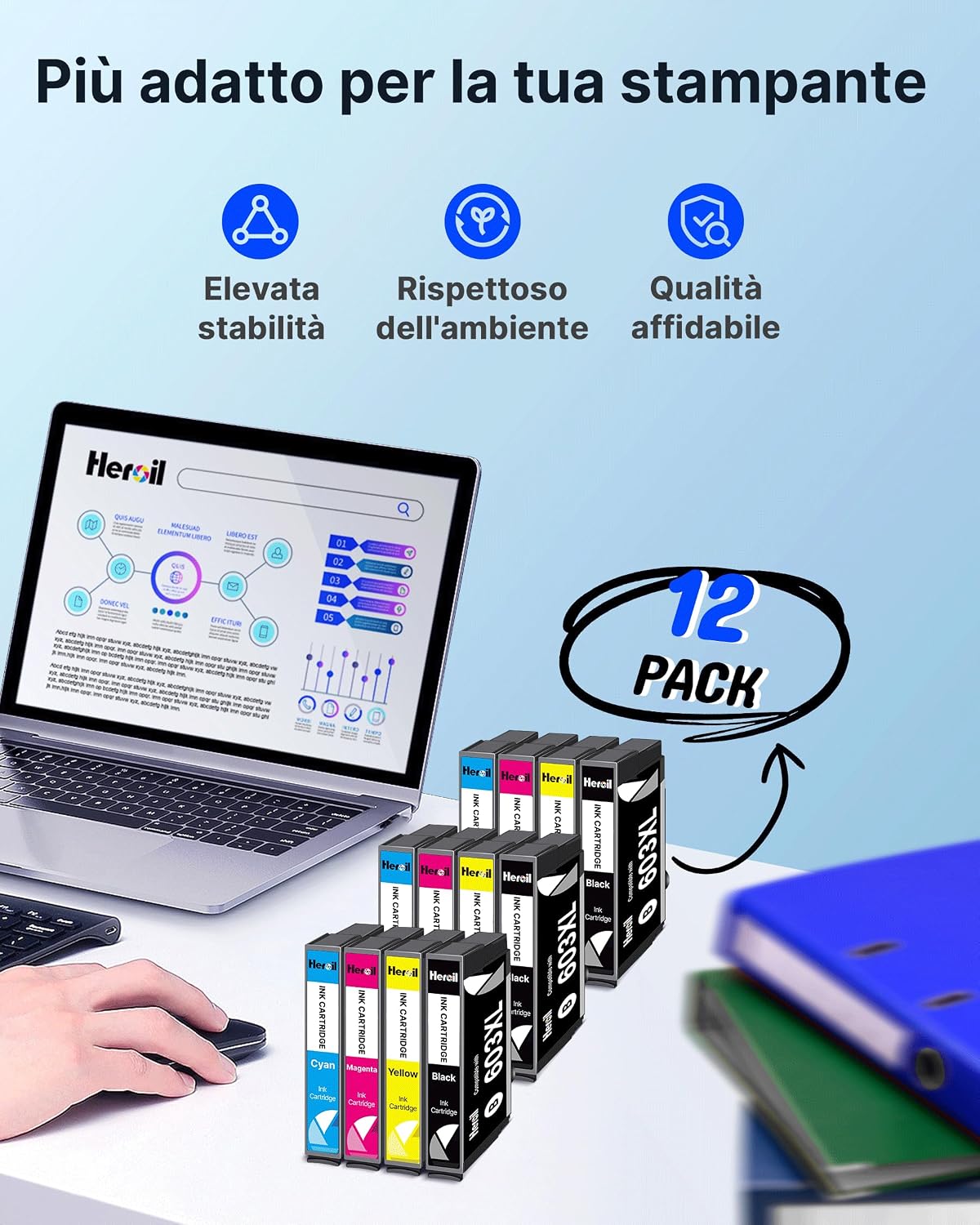 Detalle 2 de Heroil 603XL Multipack compatibile con cartucce Epson 603 XL (12 pezzi)