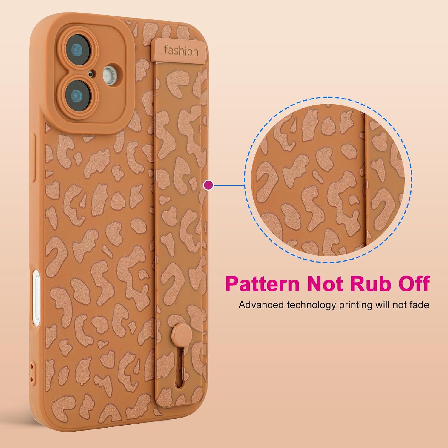 Detalle 2 de OOK 64TSY-coffeeleopard-wristi16plus iPhone 16 Plus Case, Brown Leopard