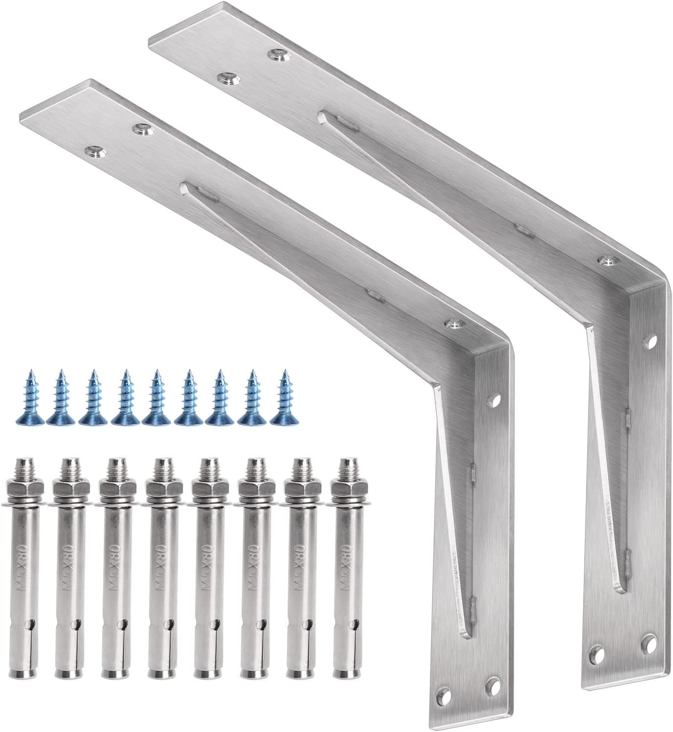 Detalle de YUMORE Countertop Support Brackets 300x200x50mm (2 Pack) – Heavy Duty Stainless Steel Shelf Brackets