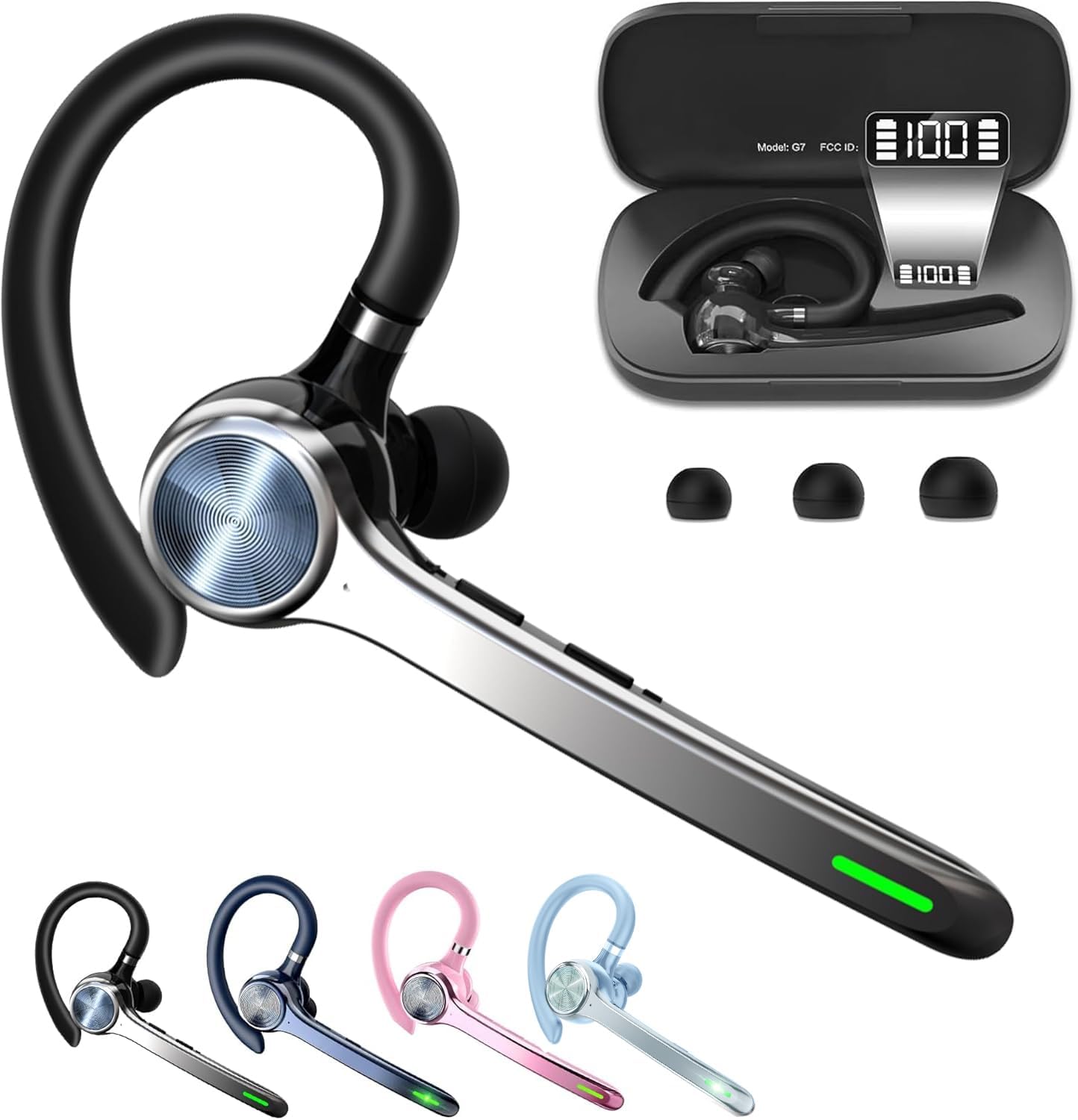 Detalle de HEIBAS Bluetooth Headset with 500mAh Charging Case — 72 Hours Talking Time, 5.1, Dual Connectivity