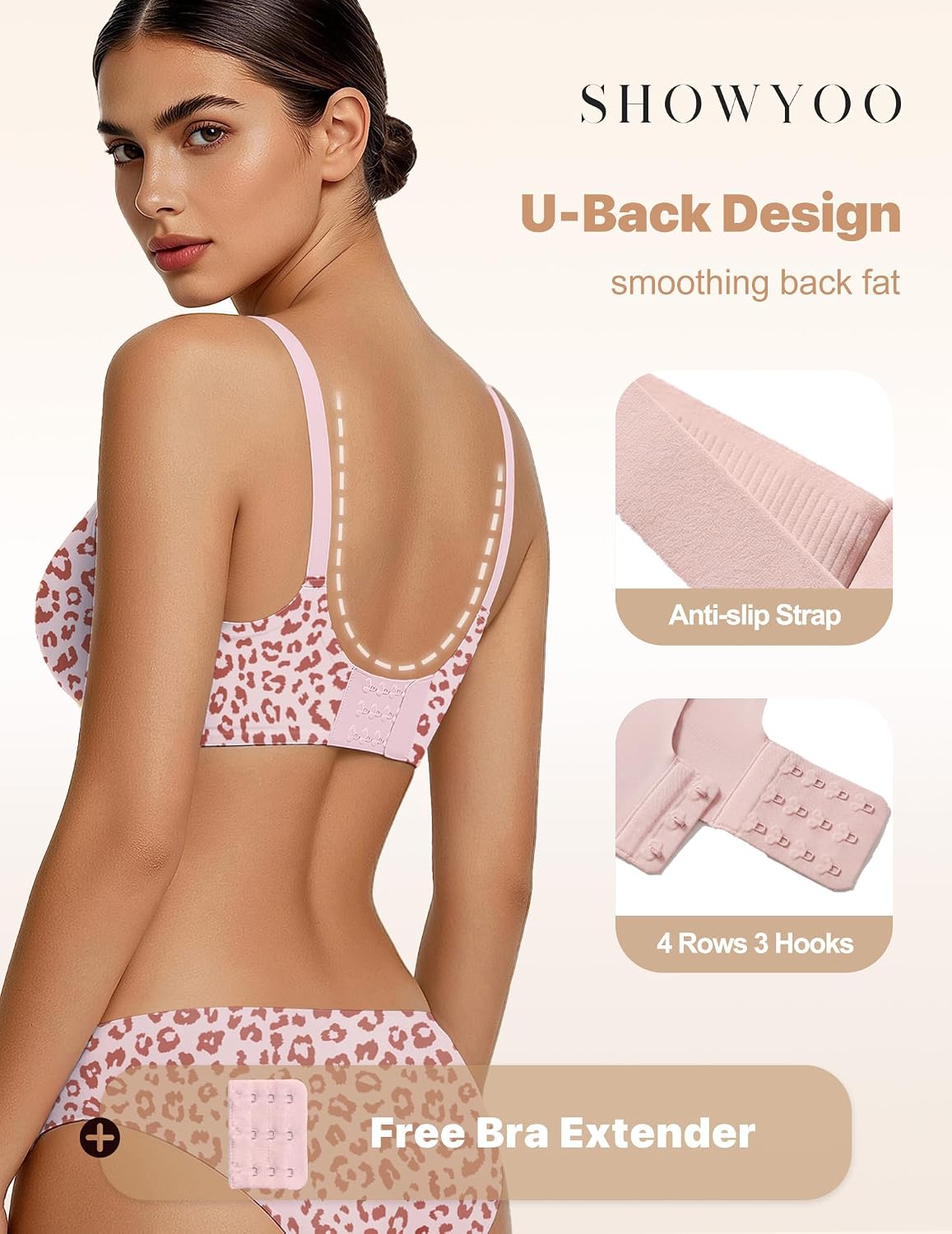 Detalle de Showyoo Jelly Bras for Women, Wireless V-Neck Seamless Full-Coverage Bralette