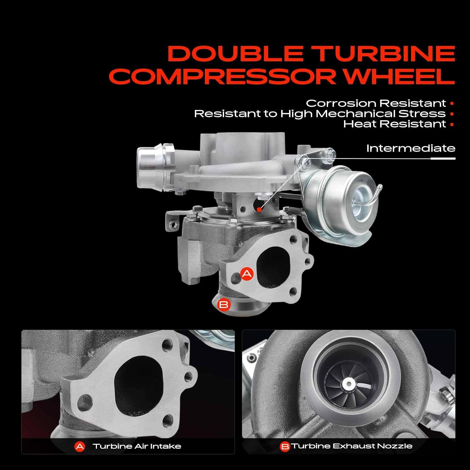 Detalle de Frankberg Turbocharger for Diesel Engines (BV38) — Compatible with W176, W242/W246, Citan, CLA C117, GLA X156, Qashqai II and Megane models