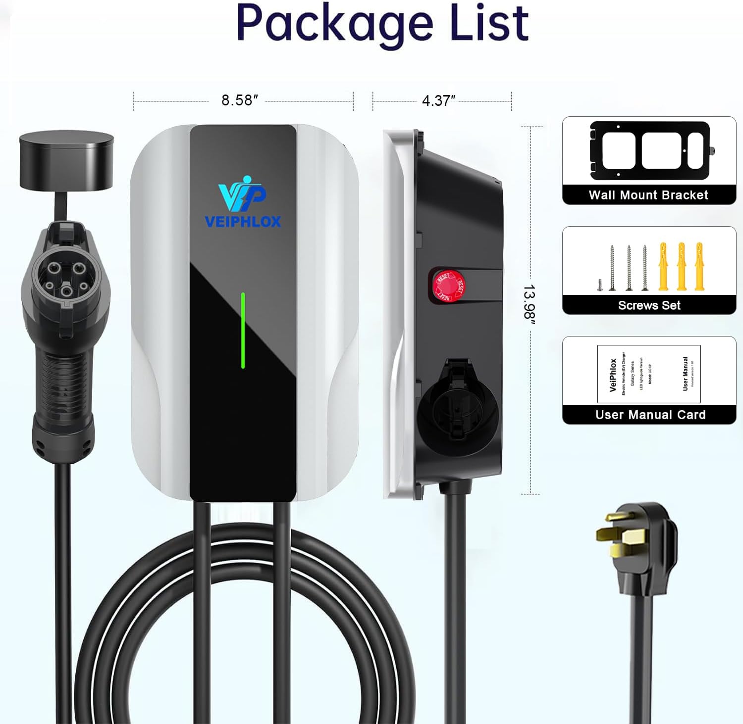 Thumbnail 3 de VEIPHLOX Level 2 EV Charger 40A (9.6 kW) | 25ft, NEMA 14-50, J1772 Portable Home Electric Vehicle Charger