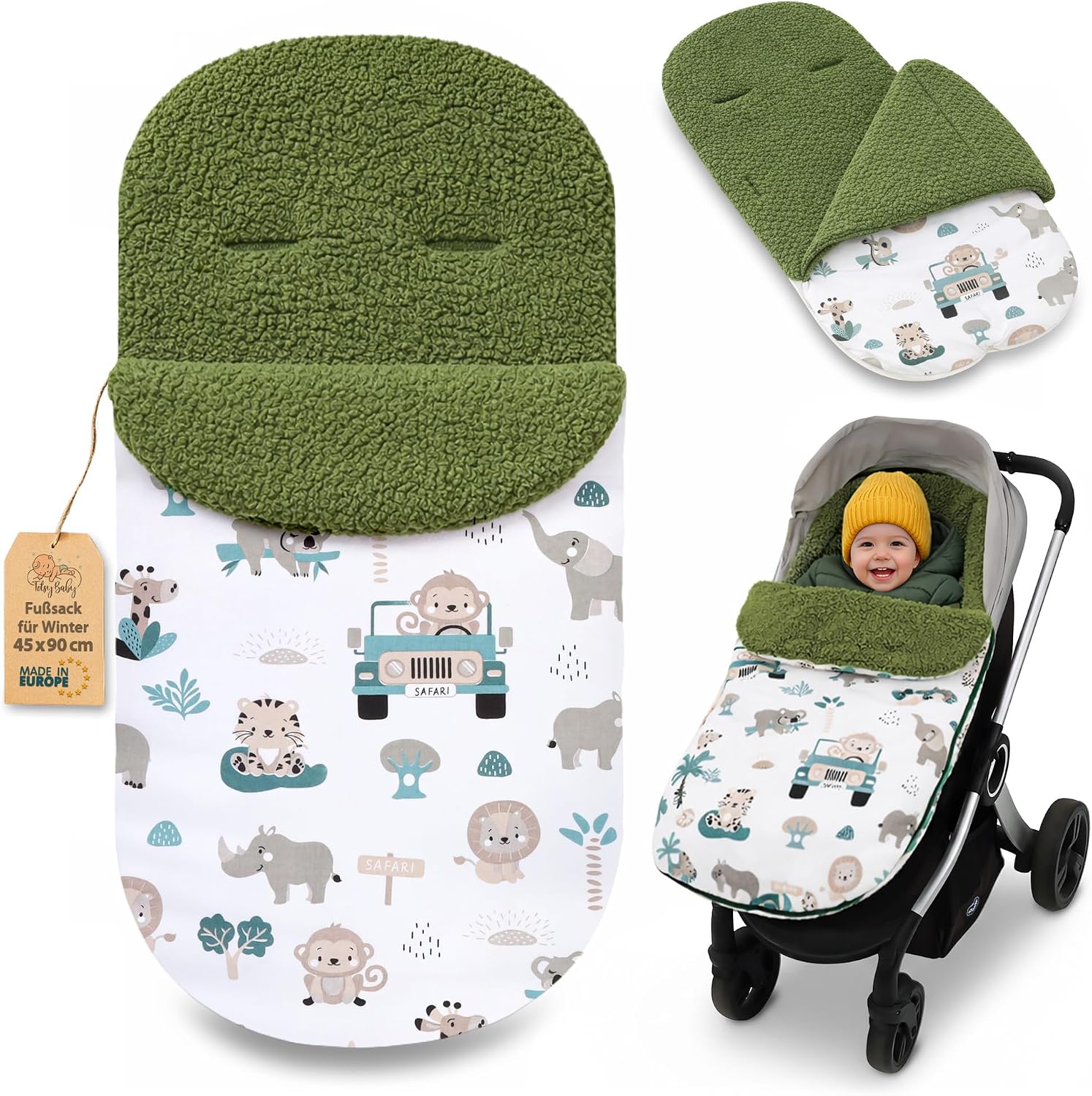 Totsy Baby Sacco passeggino invernale Nanna 90x45 cm coprigambe universale per neonato (Bouclé certificato Oeko-Tex)