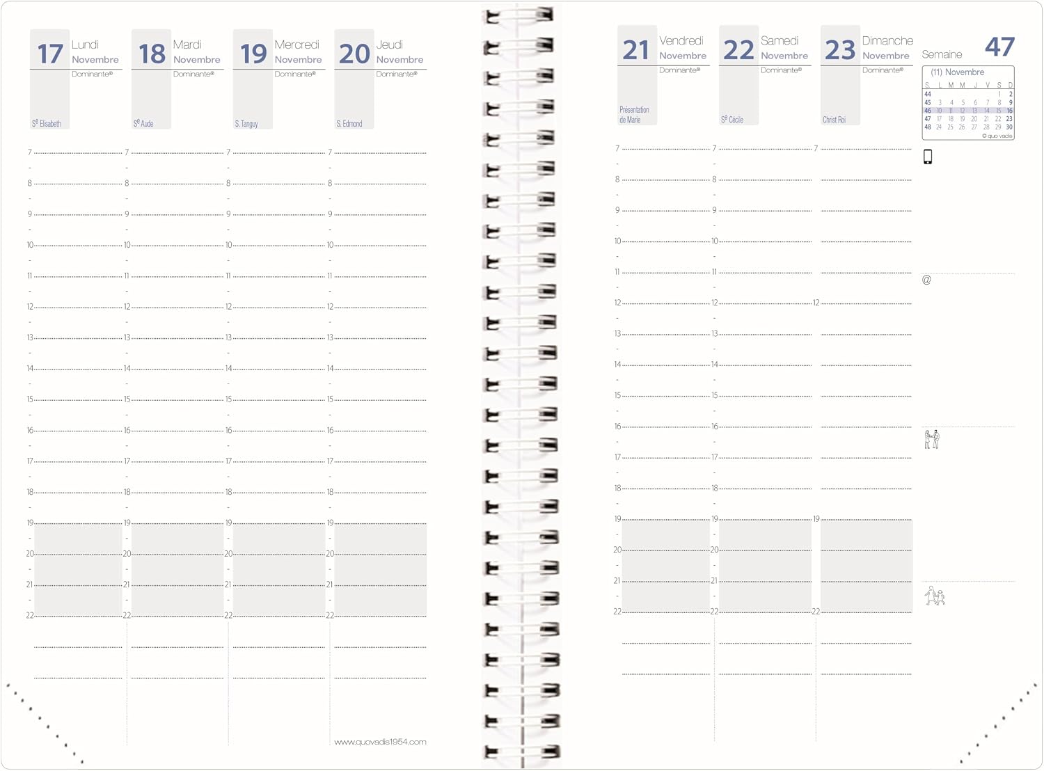 Detalle de Quo Vadis Agenda spiralé 2026 Time & Life Pocket (rose) — semainier 13 mois, 10x15 cm