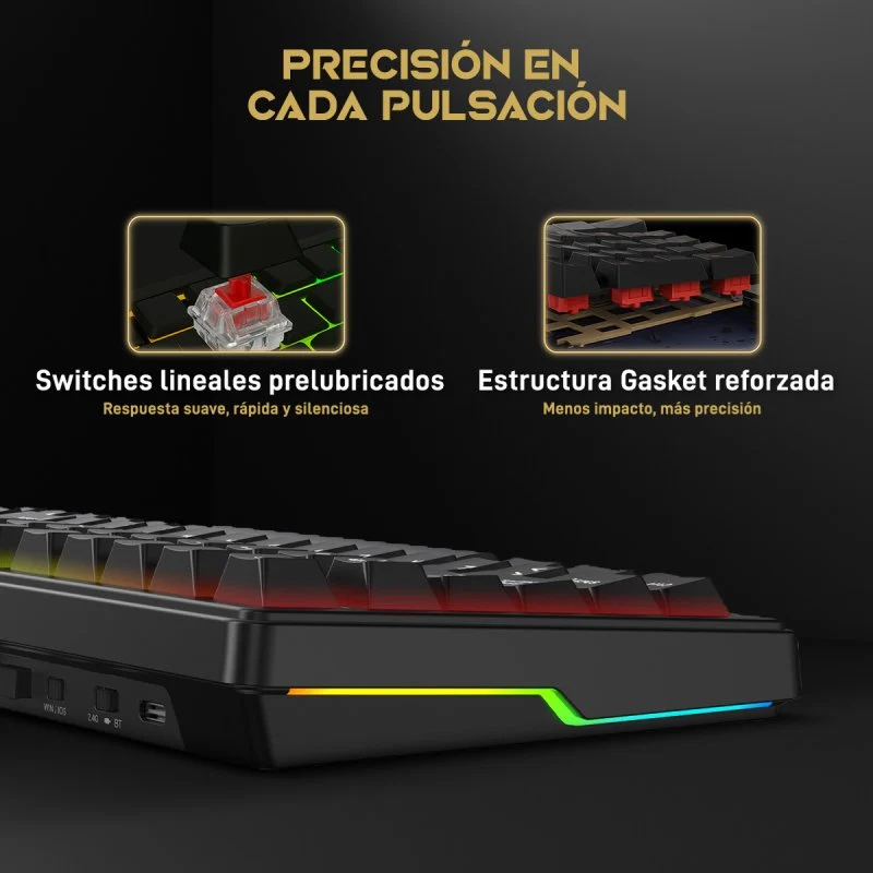 Detalle 2 de Forgeon Meteor Teclado Gaming Wireless RGB 98% ⌨