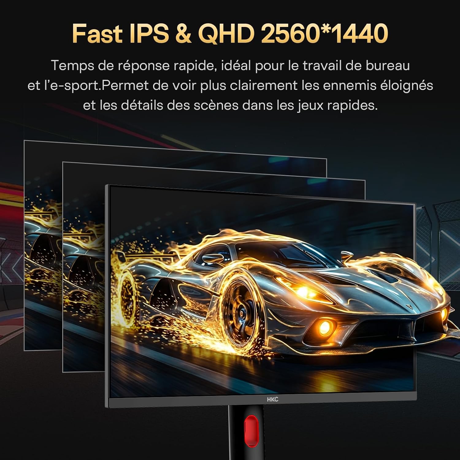Detalle de HKC 27 pouces — Écran gaming QHD 300 Hz (320 Hz en overclock), Fast IPS, HDR400, 1 ms, 95% DCI-P3