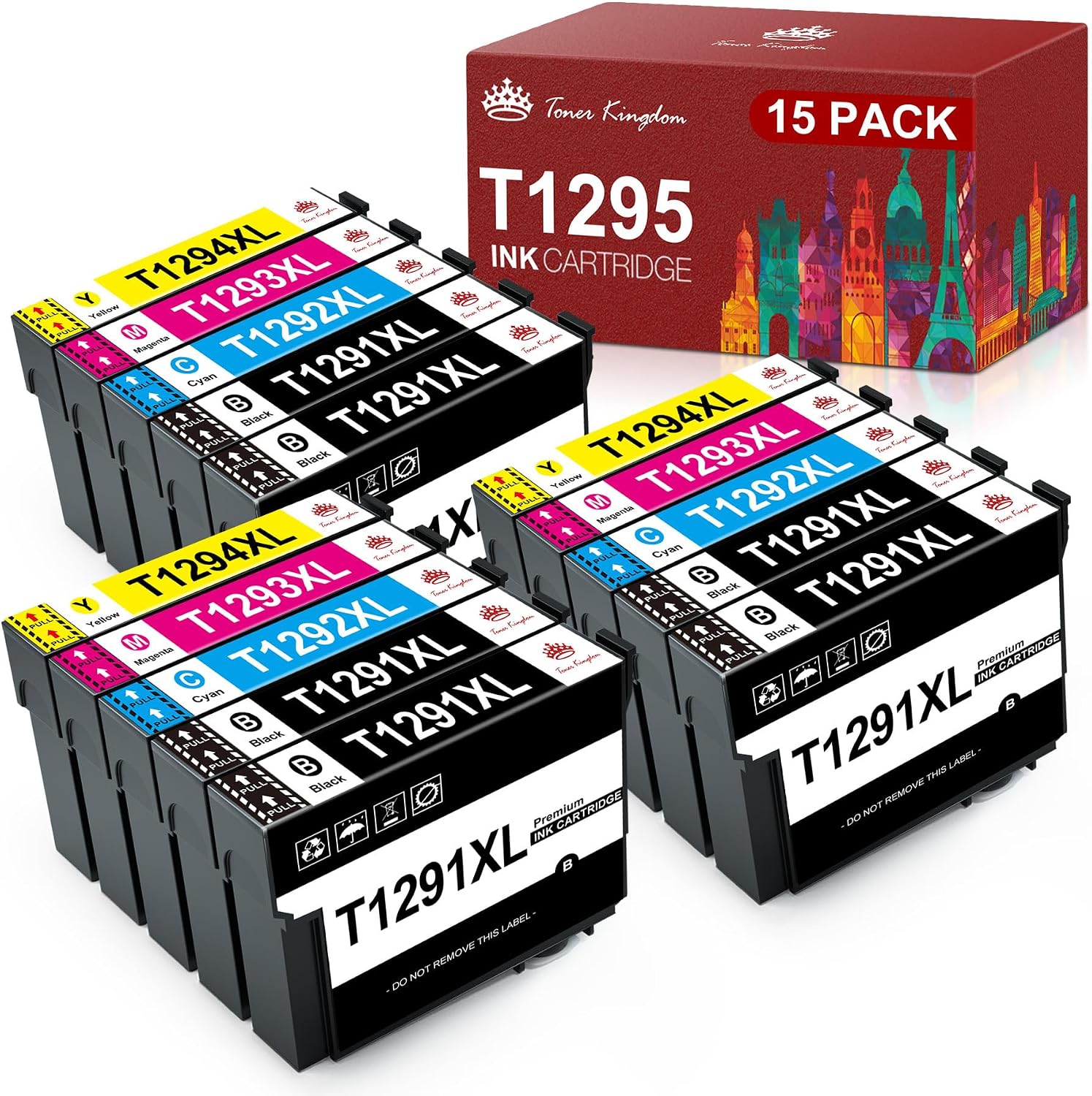 Detalle de Toner Kingdom Compatibile per T1295 Multipack Cartucce (15 pezzi) per Epson: Nero, Ciano, Magenta, Giallo