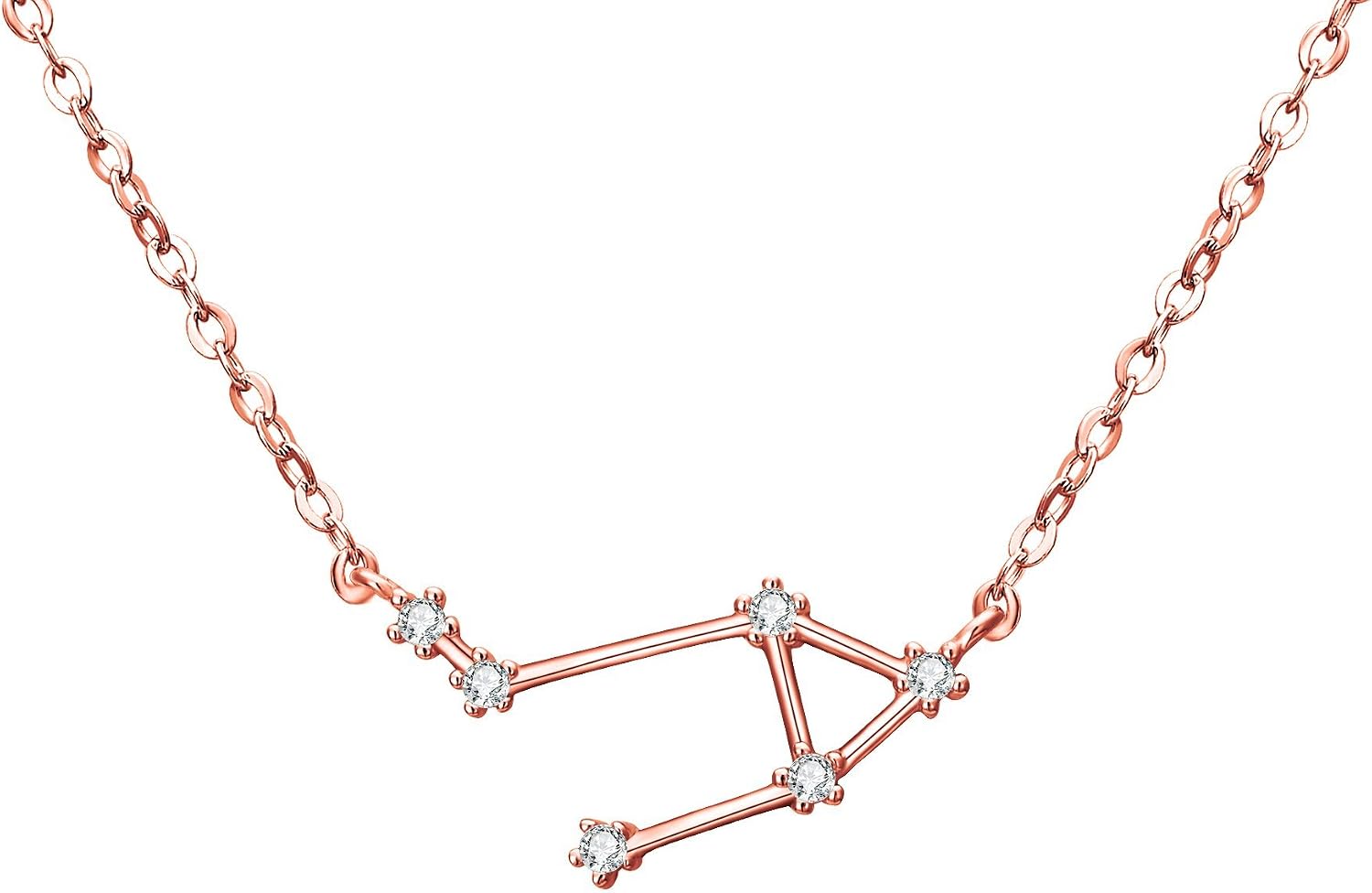 Detalle de Clearine Costellazione Collana Argento 925 con Zirconia rosa-oro, ciondolo zodiacale