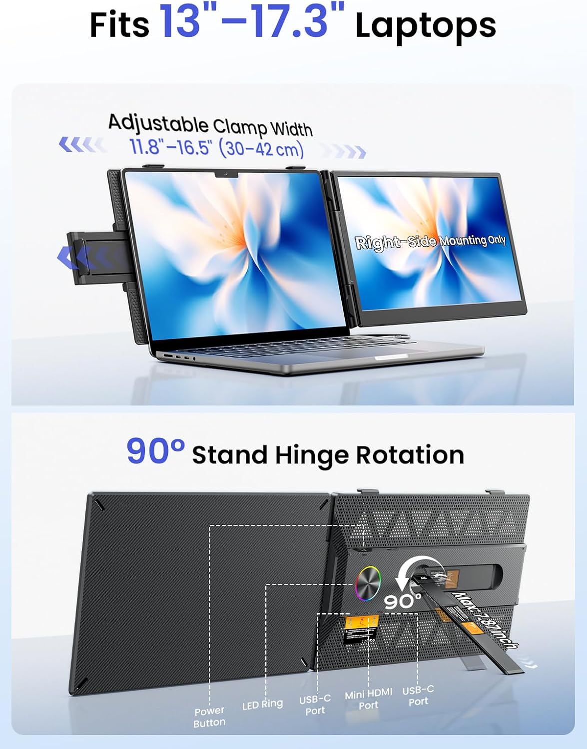 Detalle 2 de Anyking 14” FHD Laptop Screen Extender: Portable Dual Monitor for 13–17.3” Laptops