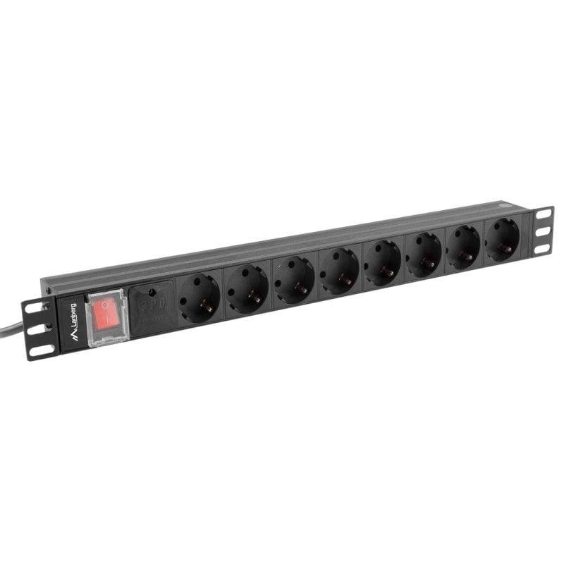Thumbnail 1 de Regleta Lanberg PDU-08F-0200-BK: 8 tomas Tipo F en formato 1U para rack 19