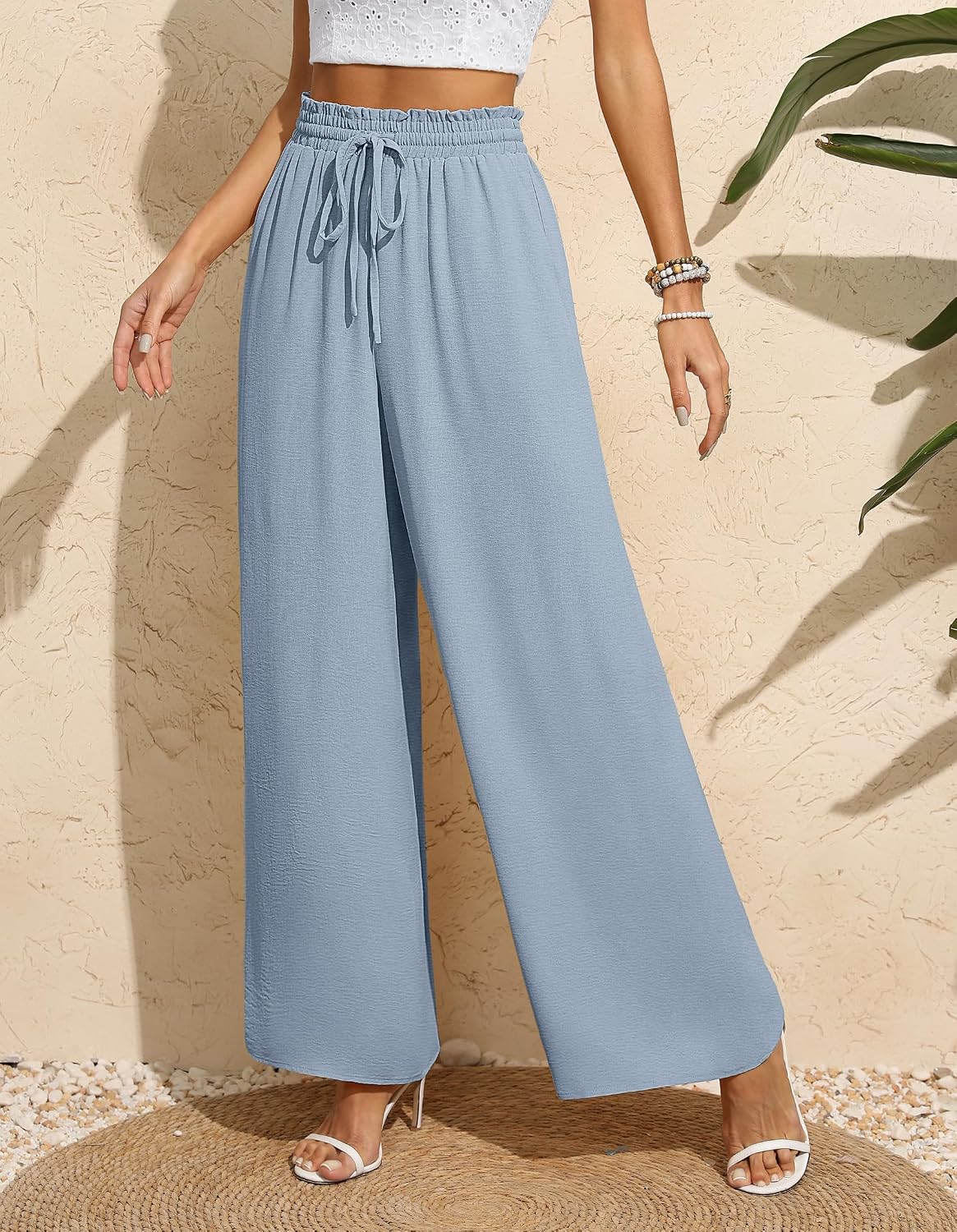 Detalle de BEIGAI Palazzo Damenhose Hohe Taille Weit