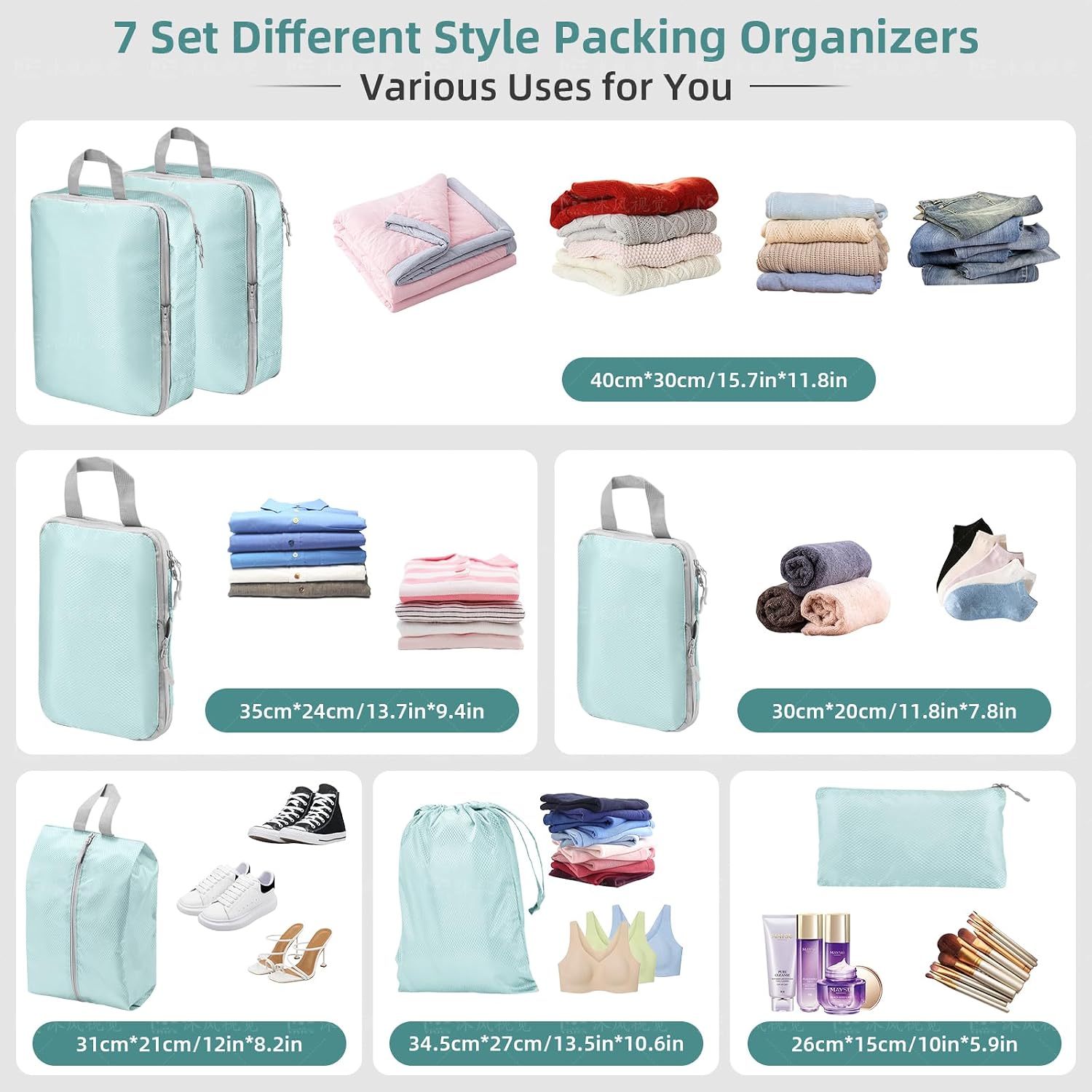 Thumbnail 6 de Compression packing cubes set 7 pieces Blue