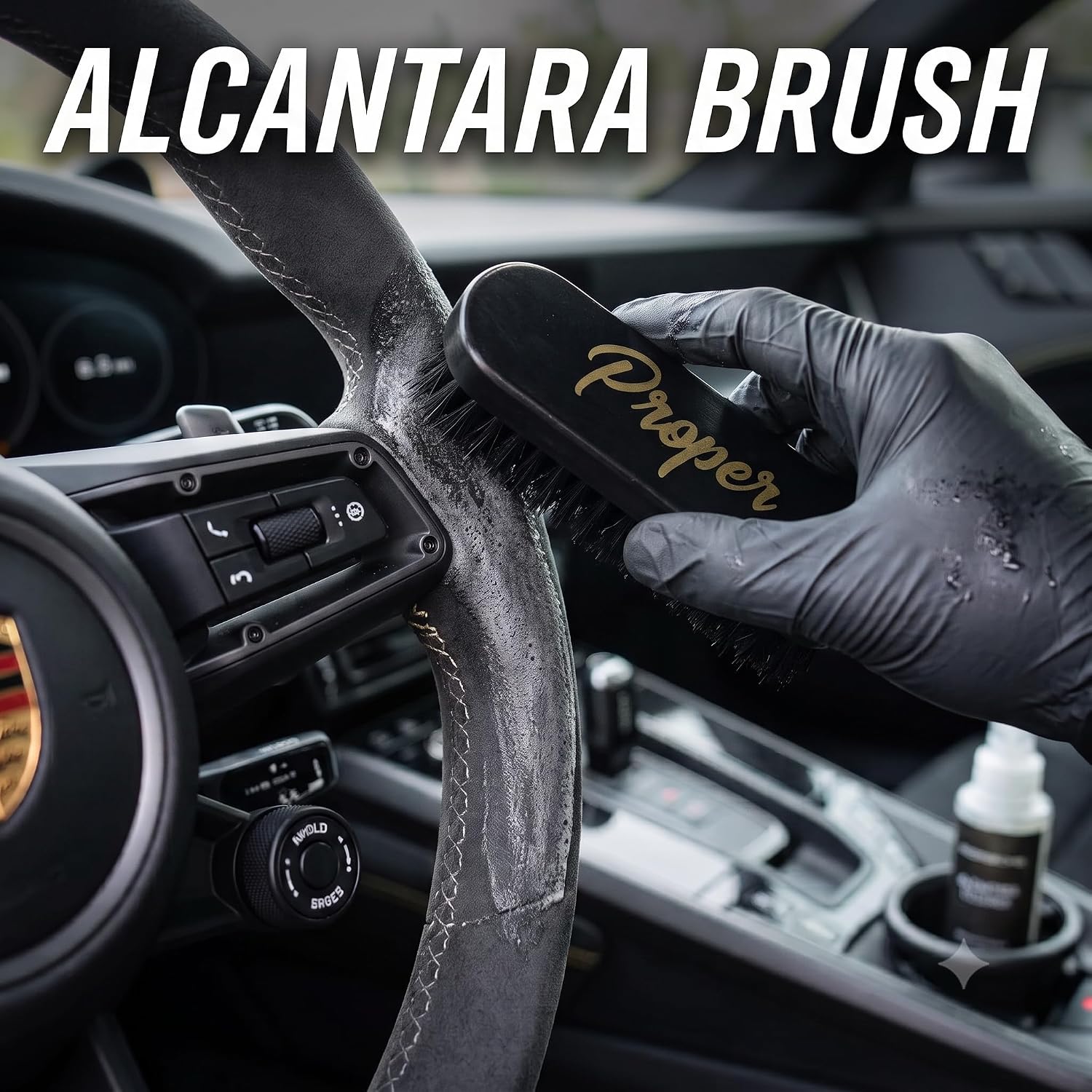 Detalle de PROPER DETAILING CO. レザー・アルカンターラ用ブラシセット 木製ハンドル 2本組