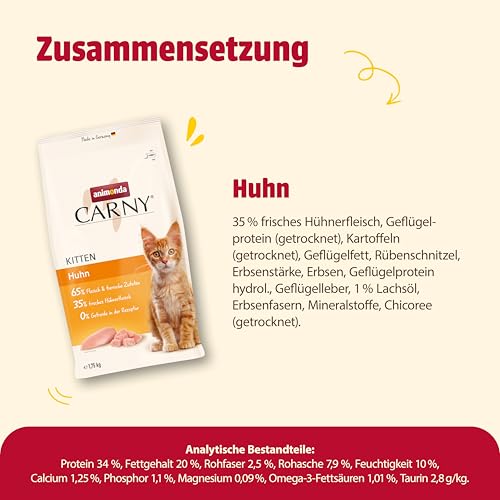 Detalle de animonda Carny Kitten Huhn (1,75 kg) – Trockenfutter für wachsende Katzenkätzchen ohne Getreide