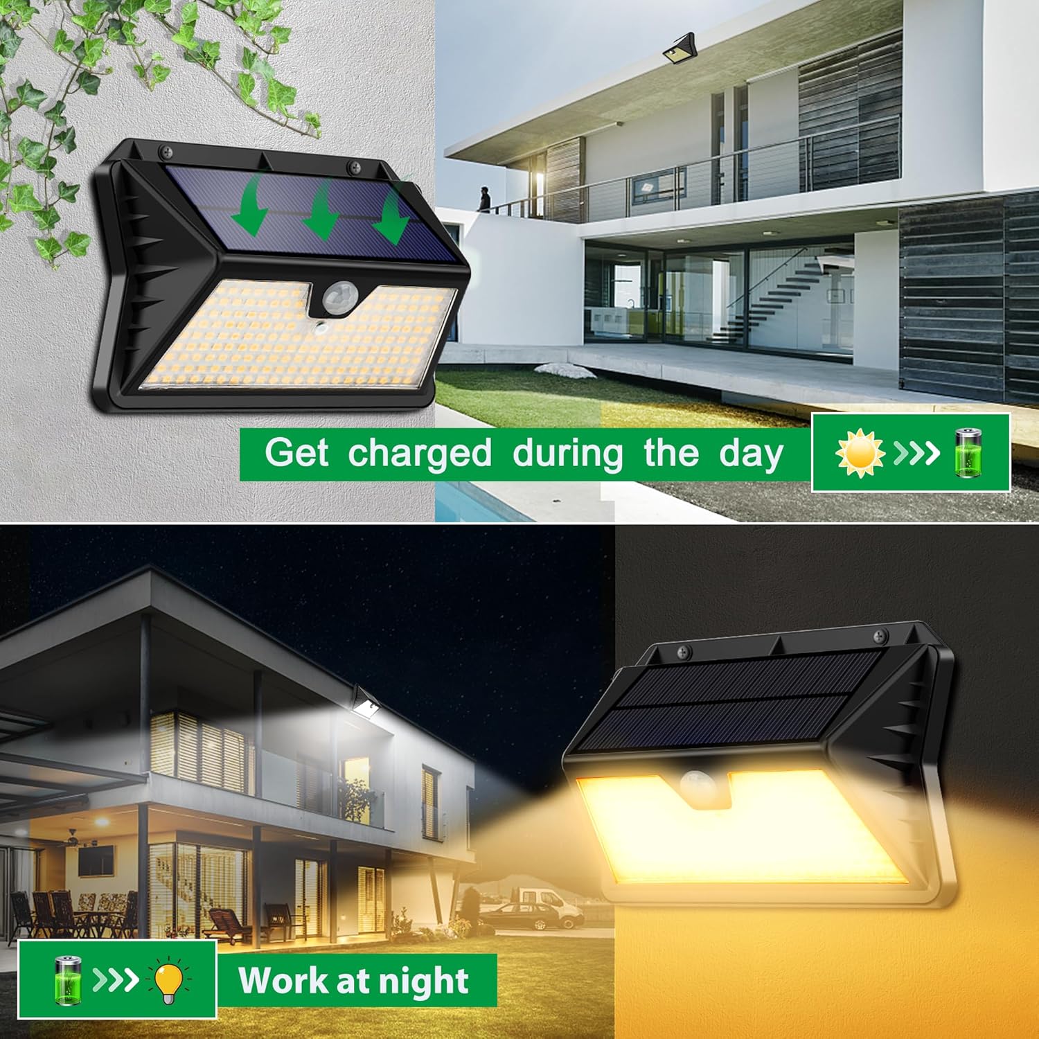Thumbnail 3 de OUILA Solar Lights Outdoor Garden 185 LED Motion Sensor Security Lights, 2-Pack