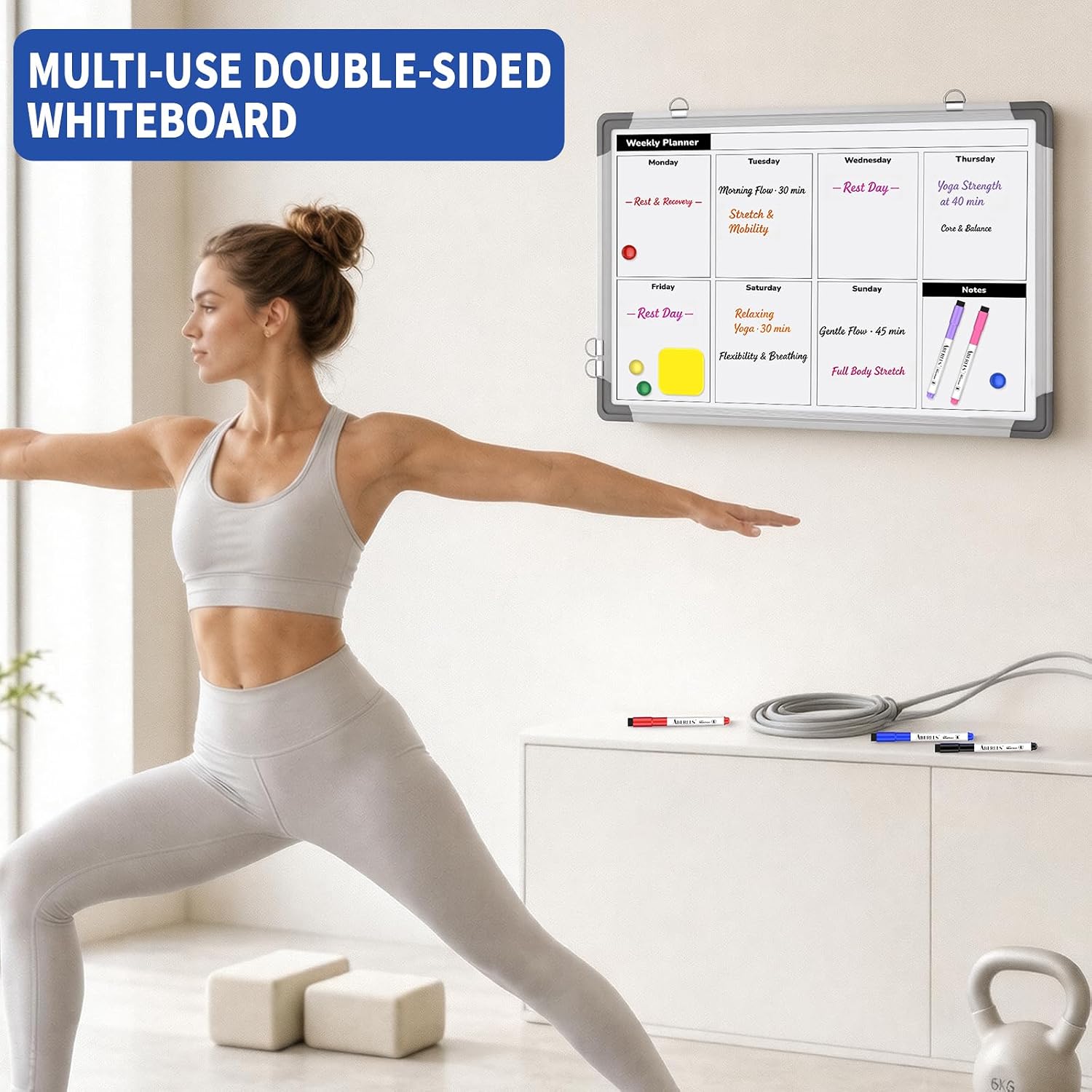 Thumbnail 6 de ABERLLS Weekly Calendar Whiteboard, Double-Sided 16" x 12" Magnetic Dry-Erase Board