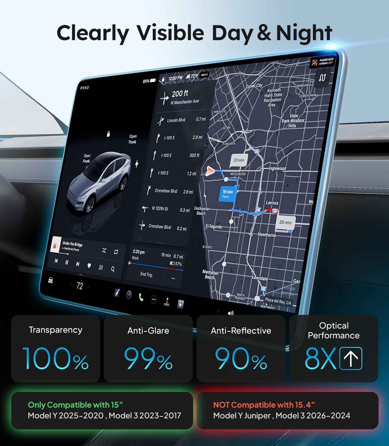 Thumbnail 2 de Wigoo Tesla Model Y & Model 3 matte screen protector