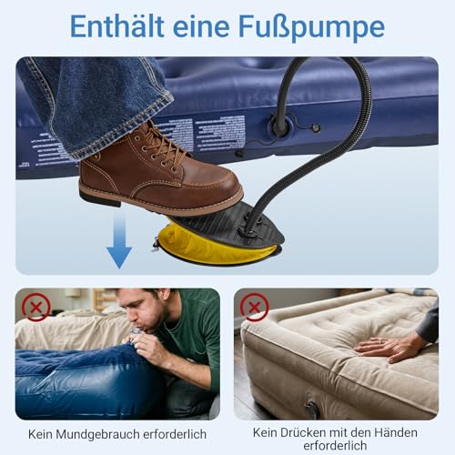 Detalle de SoBuy Camping Matratze 2 Personen mit Pumpe 191x22x137 cm – zuverlässig für Outdoor und Gästezimmer