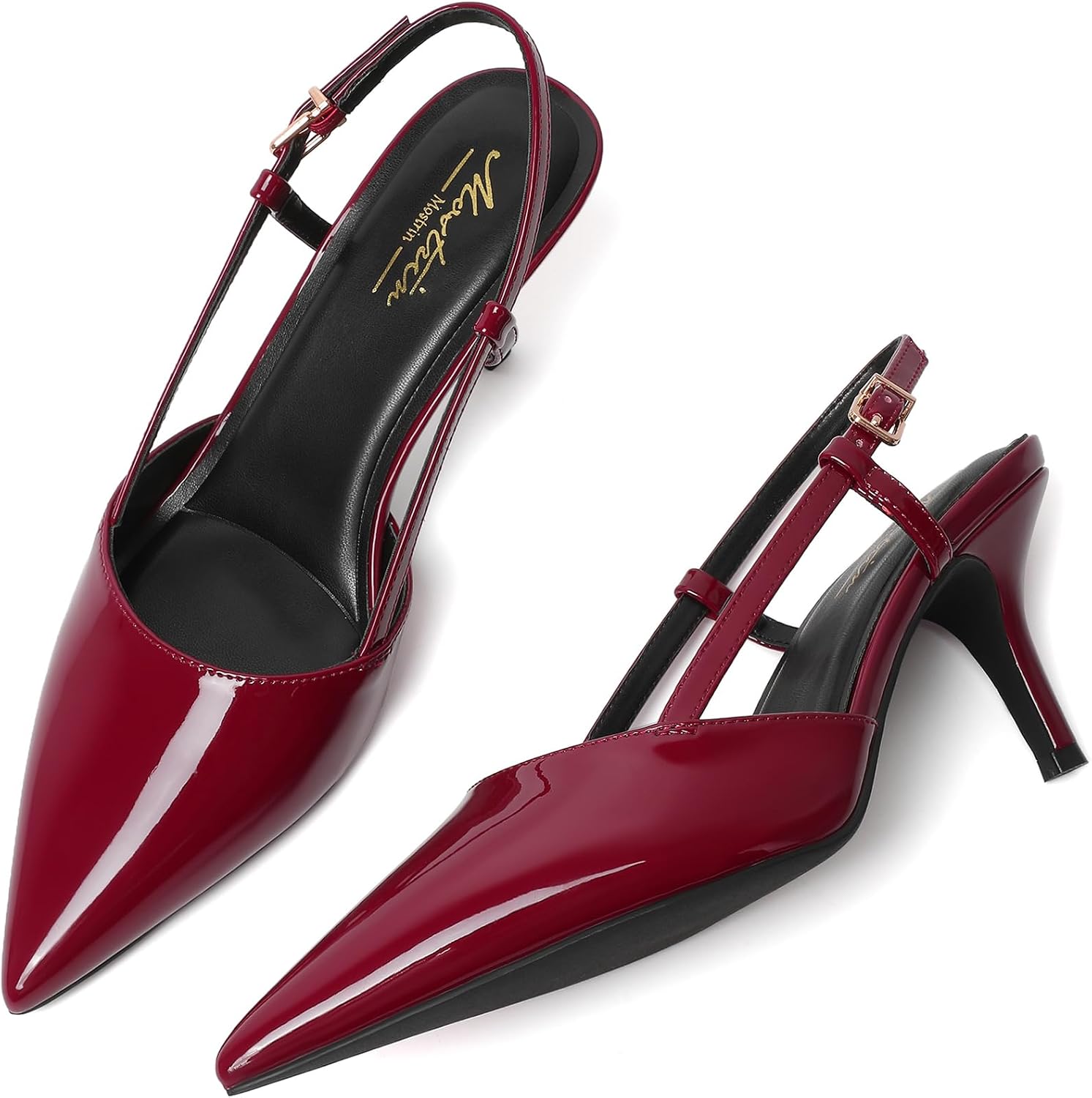 Detalle 1 de Mostrin Women's Slingback Pumps, Burgundy