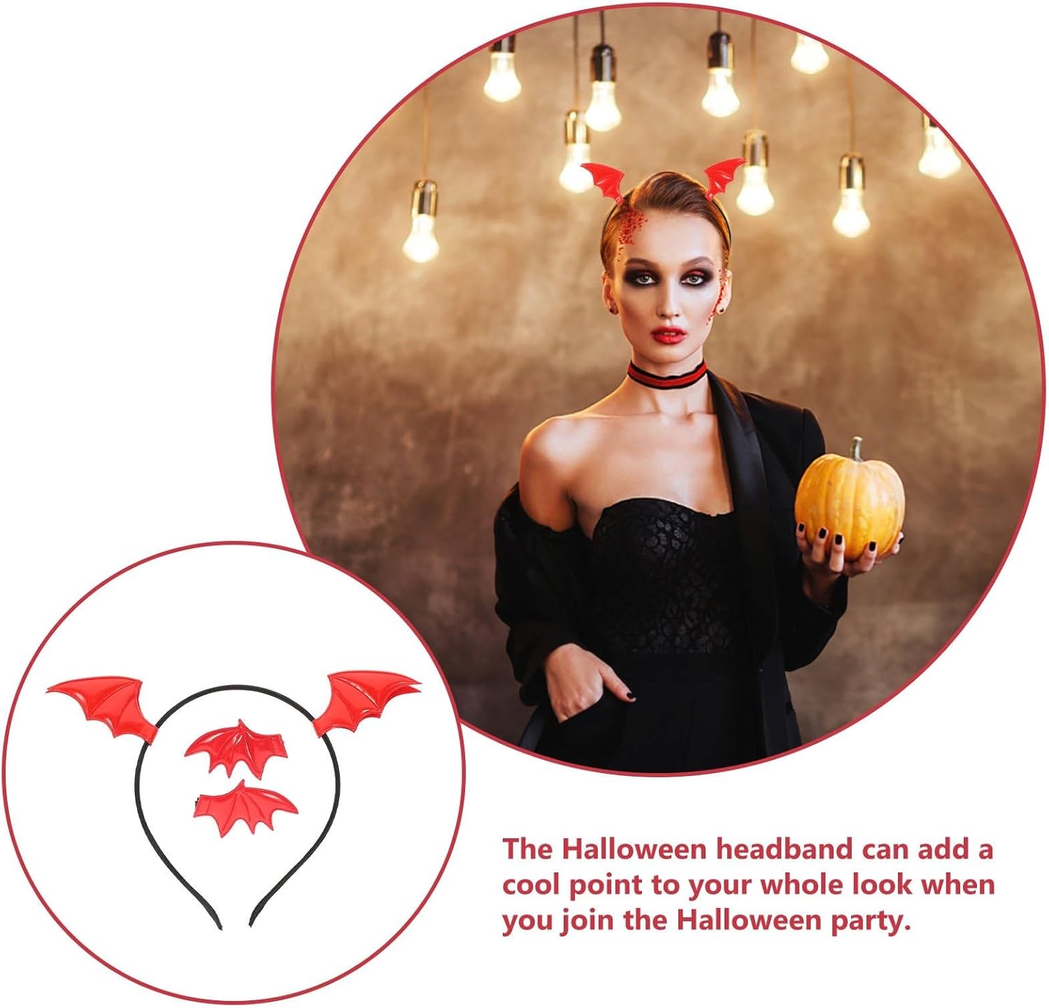 Detalle de Ling & Bai Halloween Bat Headbands and Bat Ear Hair Clips for Women